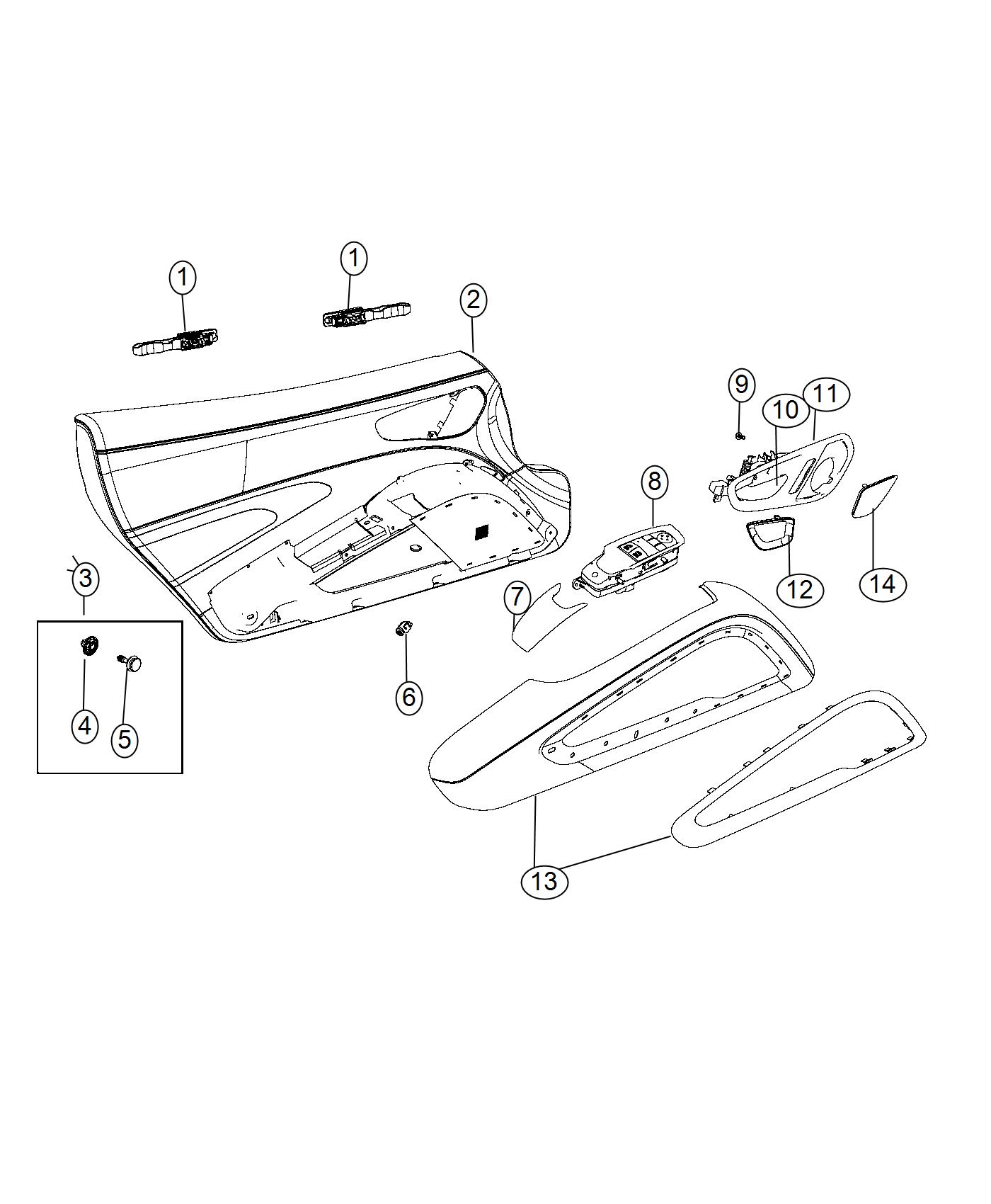 Diagram Front Door Trim Panels. for your 2012 Chrysler 200   