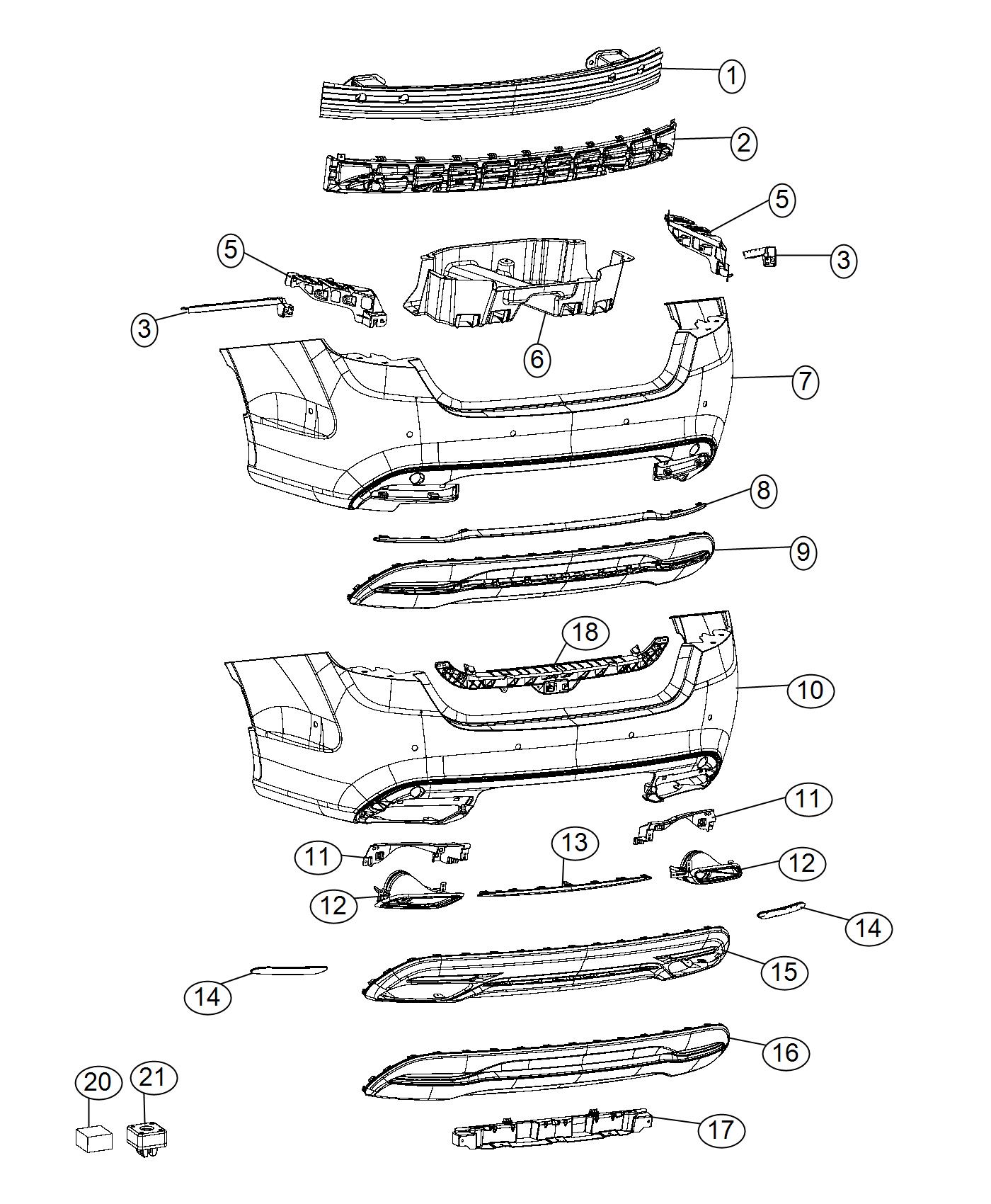 Diagram Fascia, Rear. for your 2017 Chrysler 200   