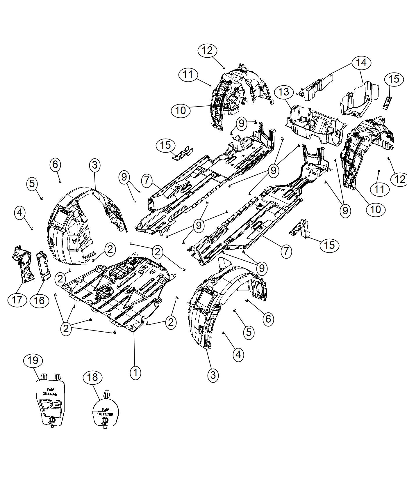 Diagram Underbody Shields. for your Chrysler