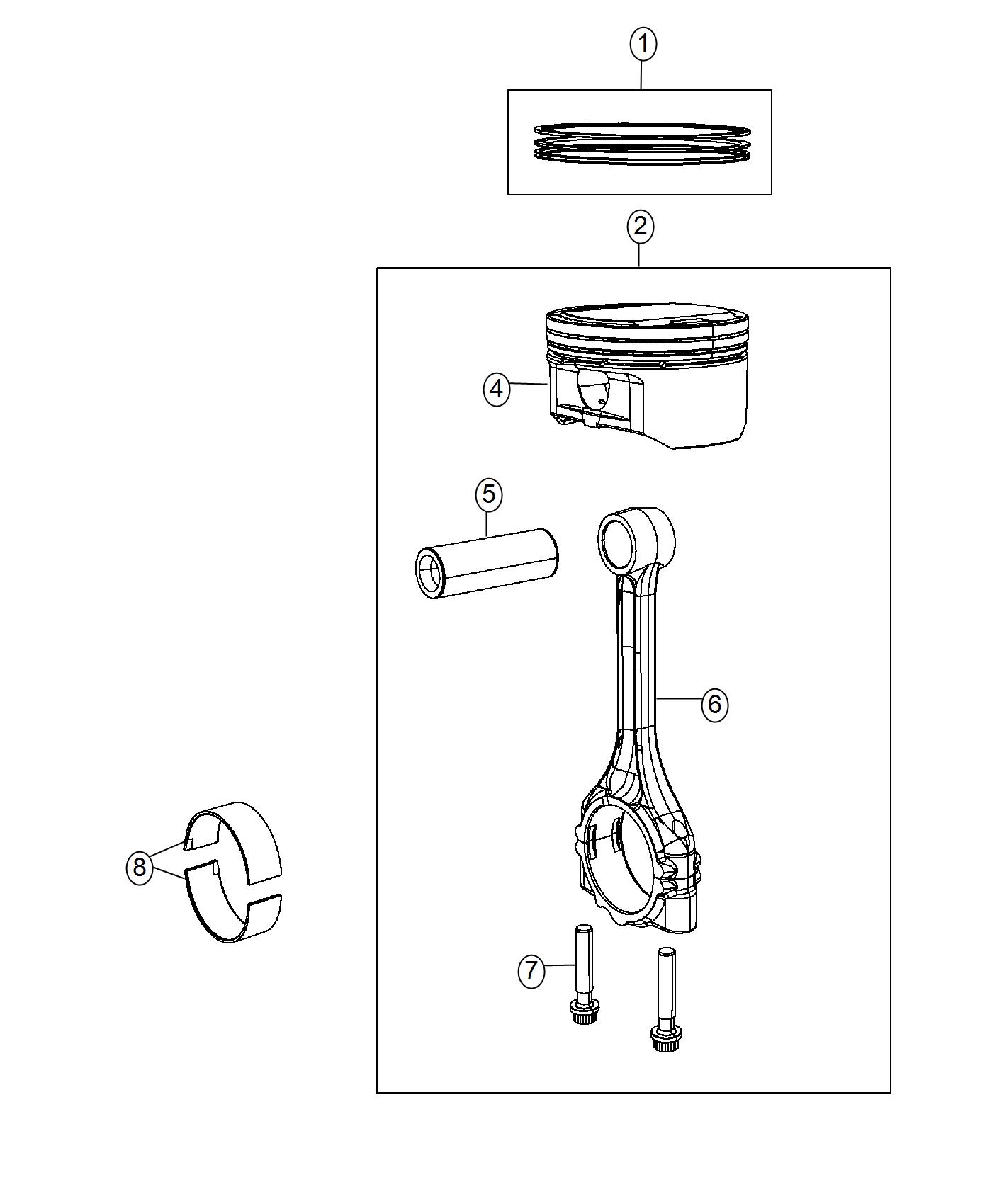 Diagram Pistons, Piston Rings, Connecting Rods And Connecting Rod Bearings 3.2L. for your 1999 Chrysler 300  M 