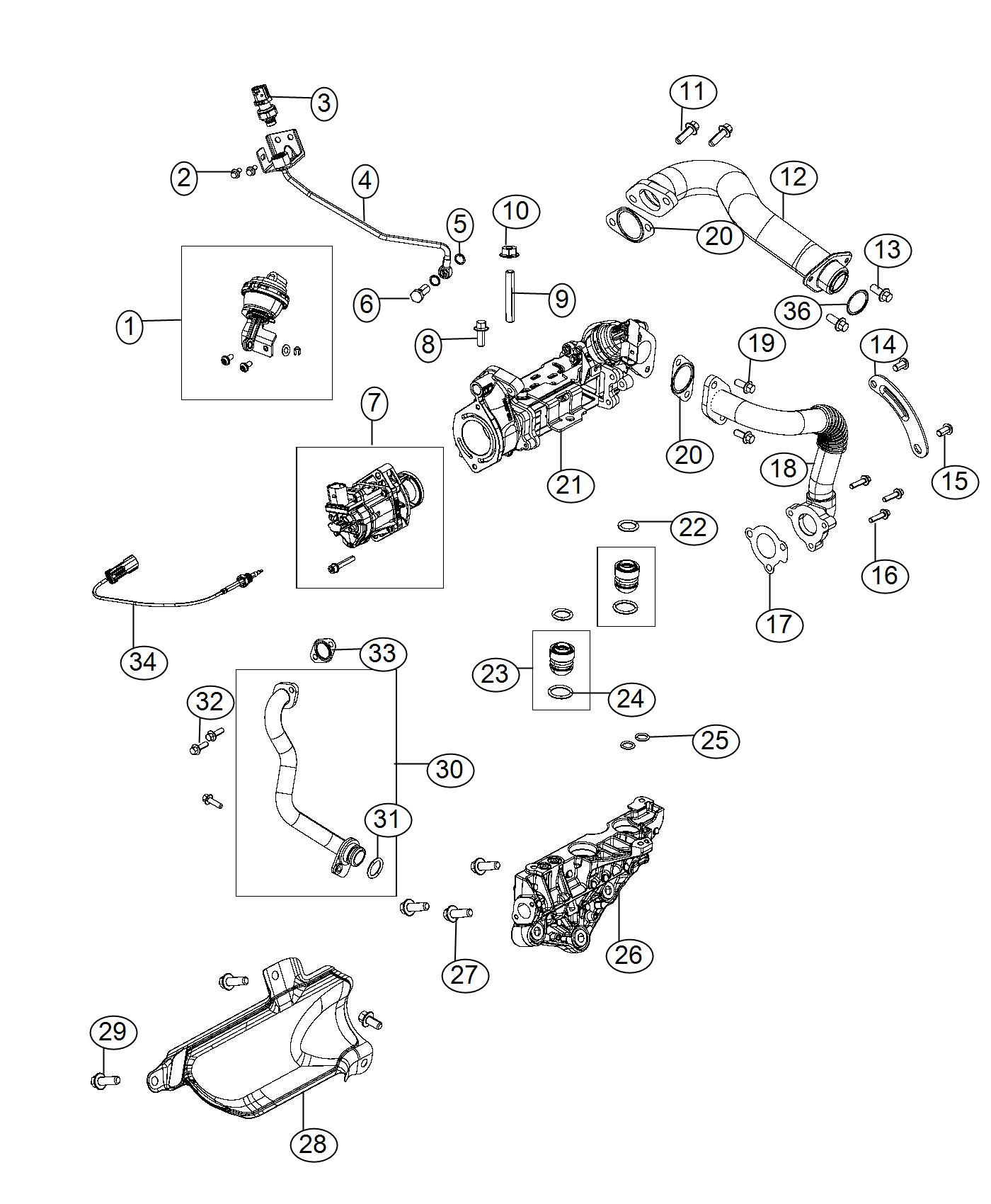 Diagram EGR Valve, 3.0L Turbo Diesel [3.0L V6 Turbo Diesel Engine] [3.0L V6 Turbo Diesel Engine w/ESS]. for your Chrysler