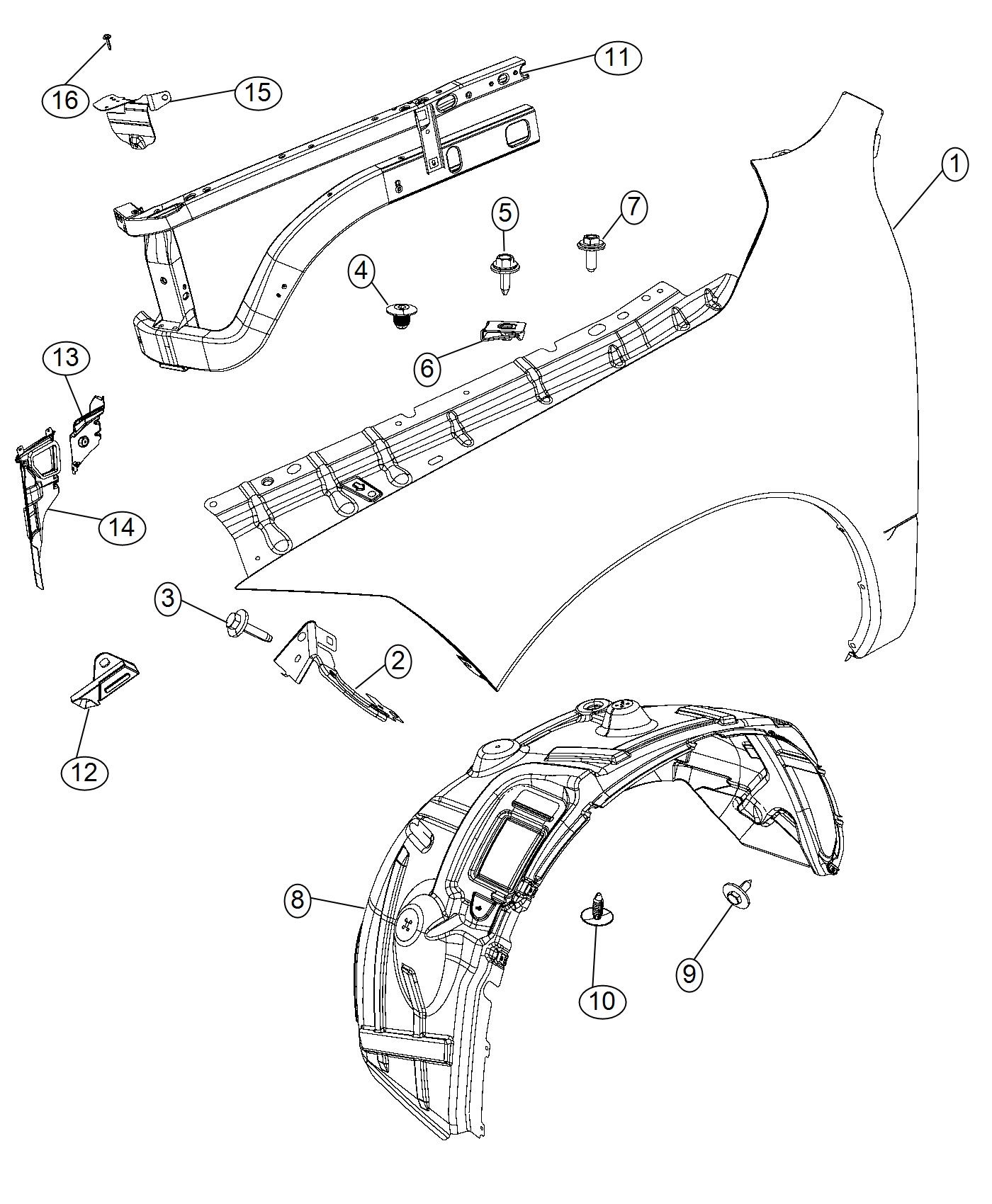 Diagram Front Fender. for your 2004 Ram 1500   