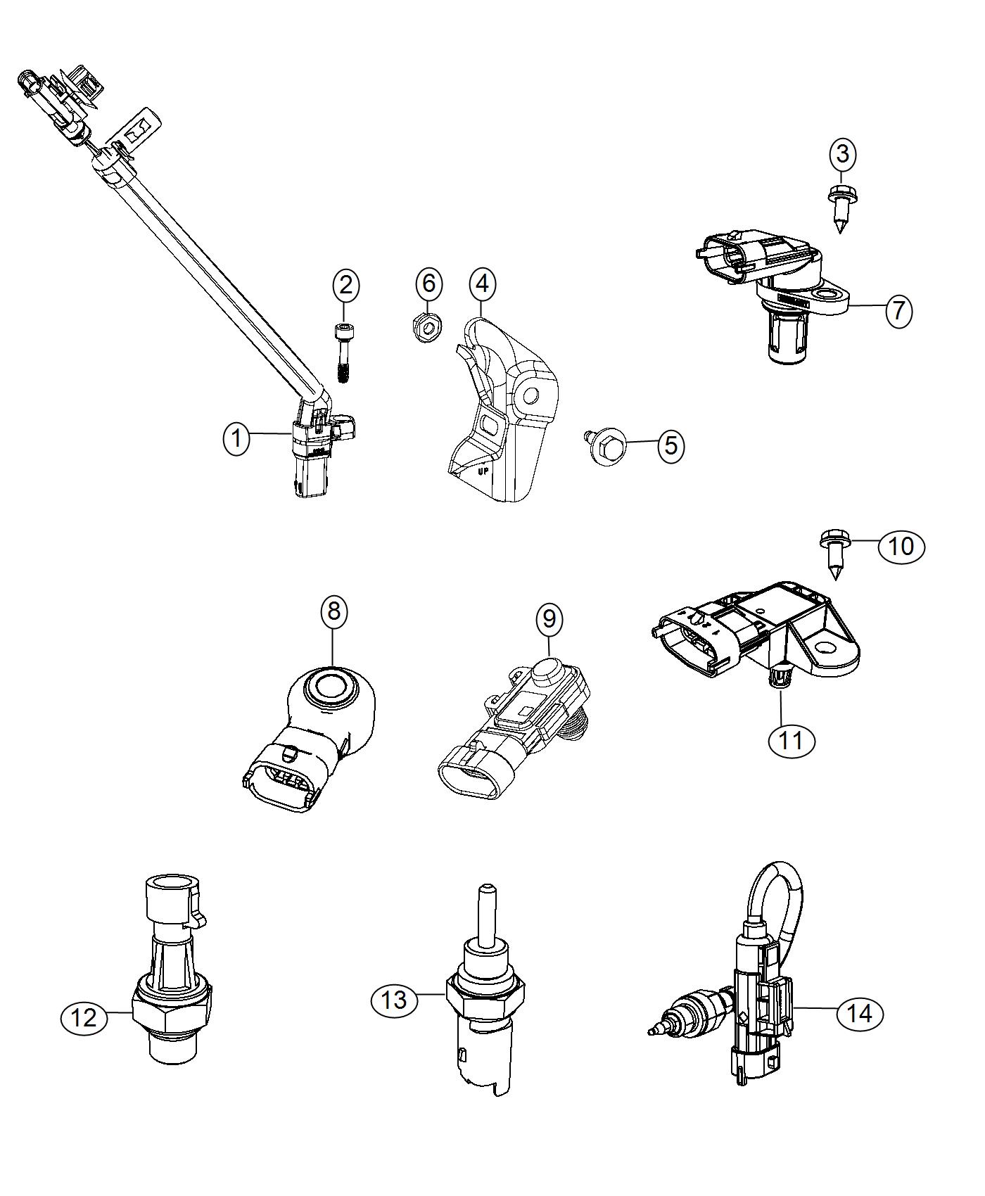 Full size assembly image of Sensors, Gas Engine. (1/1)