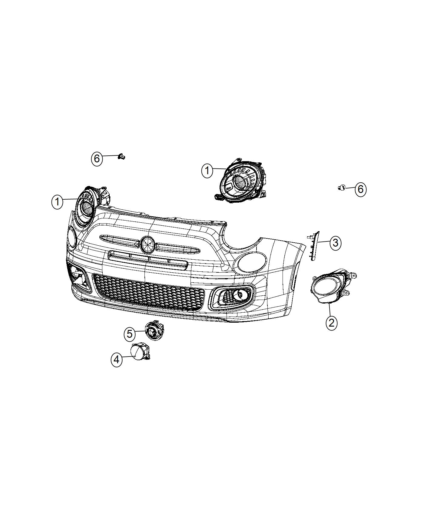 Diagram Front, Lamps. for your Fiat 500  