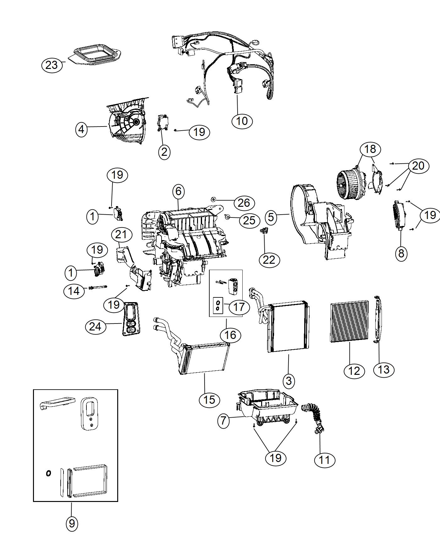 Diagram Air Conditioning and Heater Unit. for your 2018 Jeep Grand Cherokee   