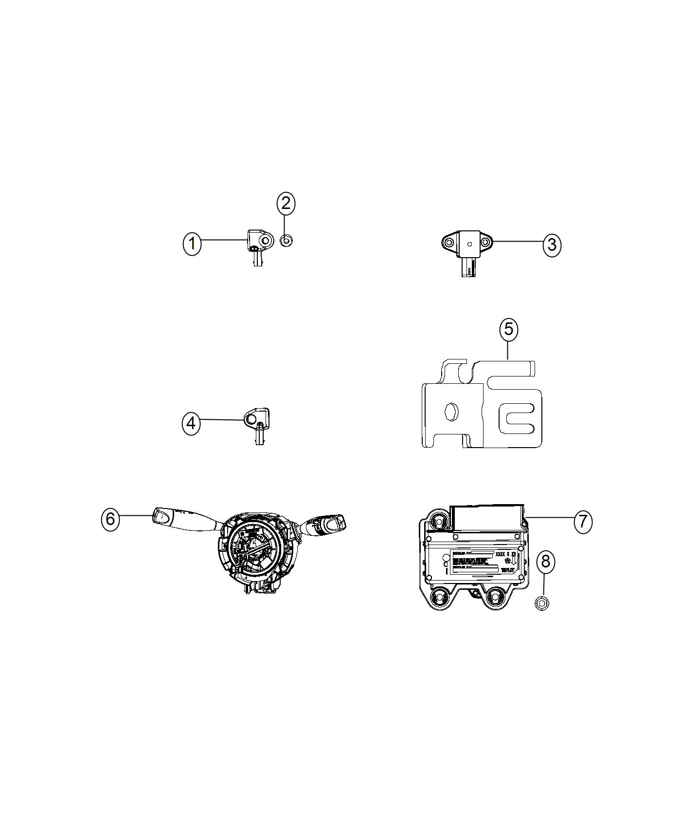 Air Bag Modules , Impact Sensors and Clock Spring. Diagram