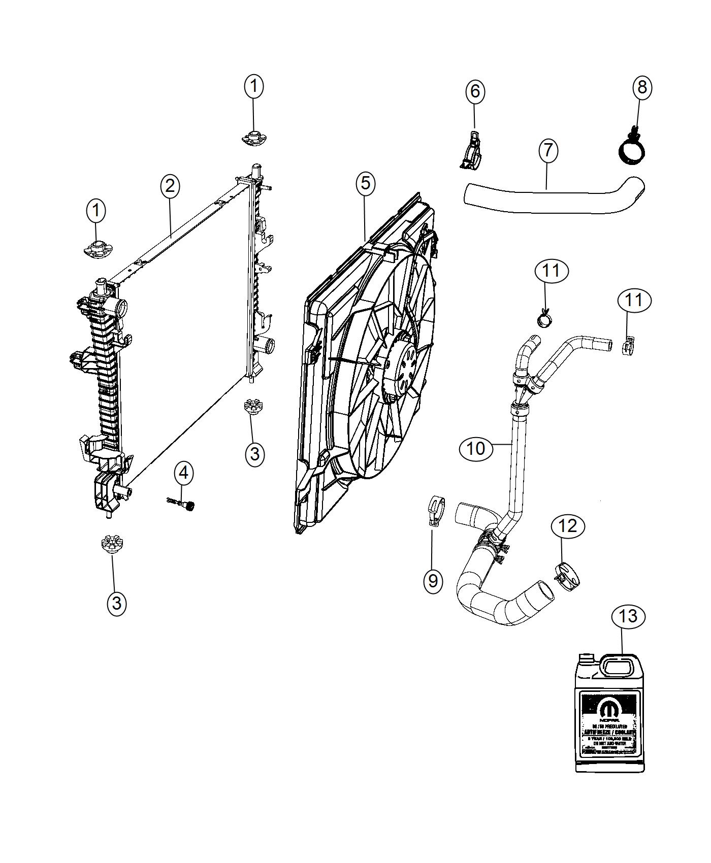 Diagram Radiator And Related Parts. for your 2003 Chrysler 300  M 