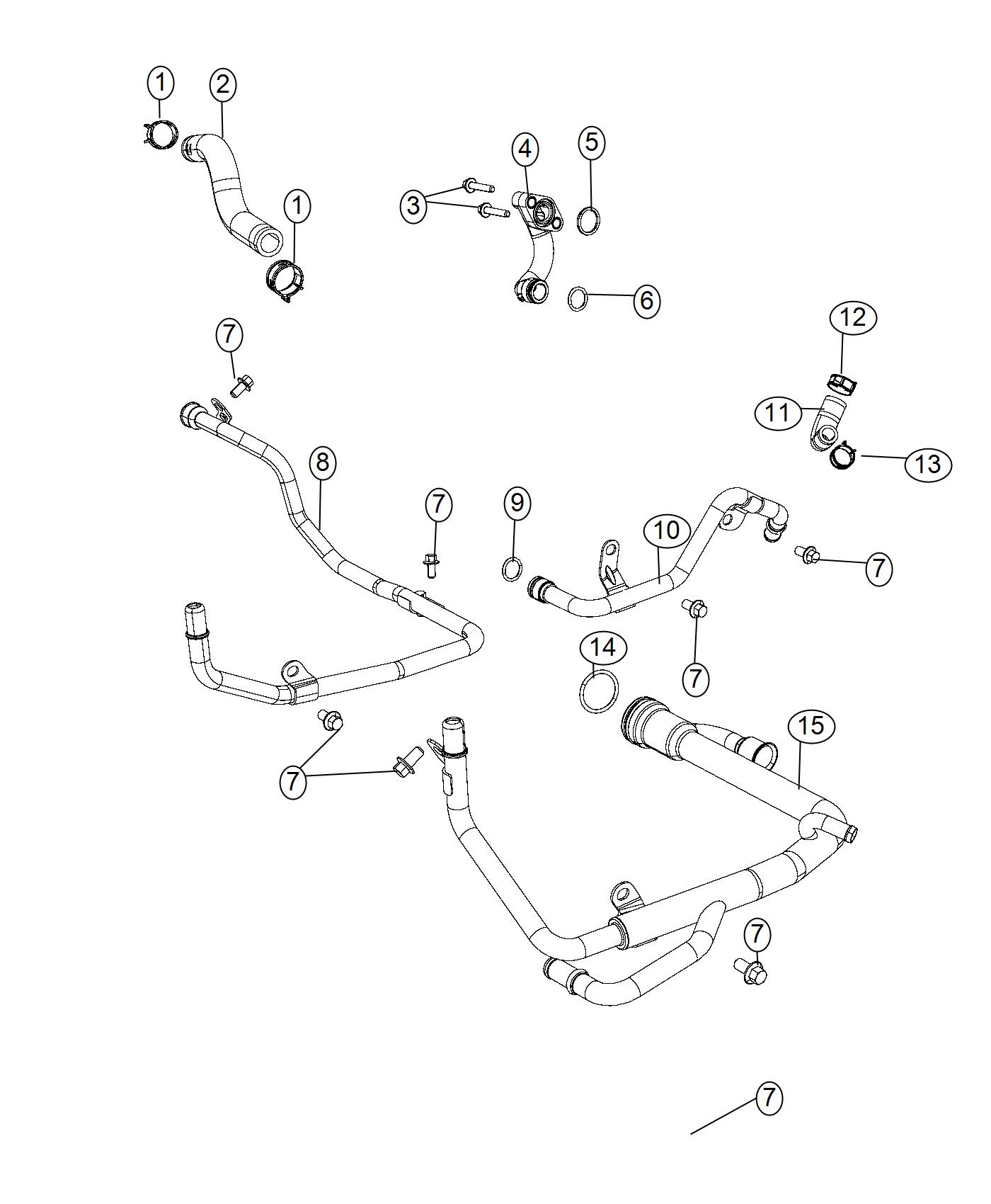 Diagram Coolant Tubes. for your Jeep Grand Cherokee 5.7L V8 4X4 