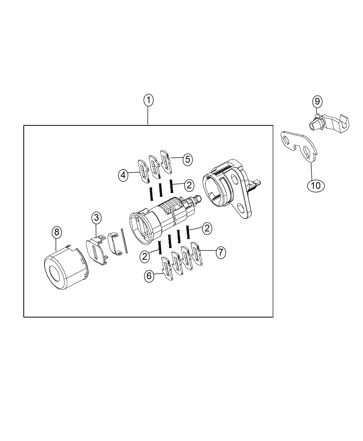 Diagram Door Lock Cylinder. for your 2003 Jeep Wrangler   