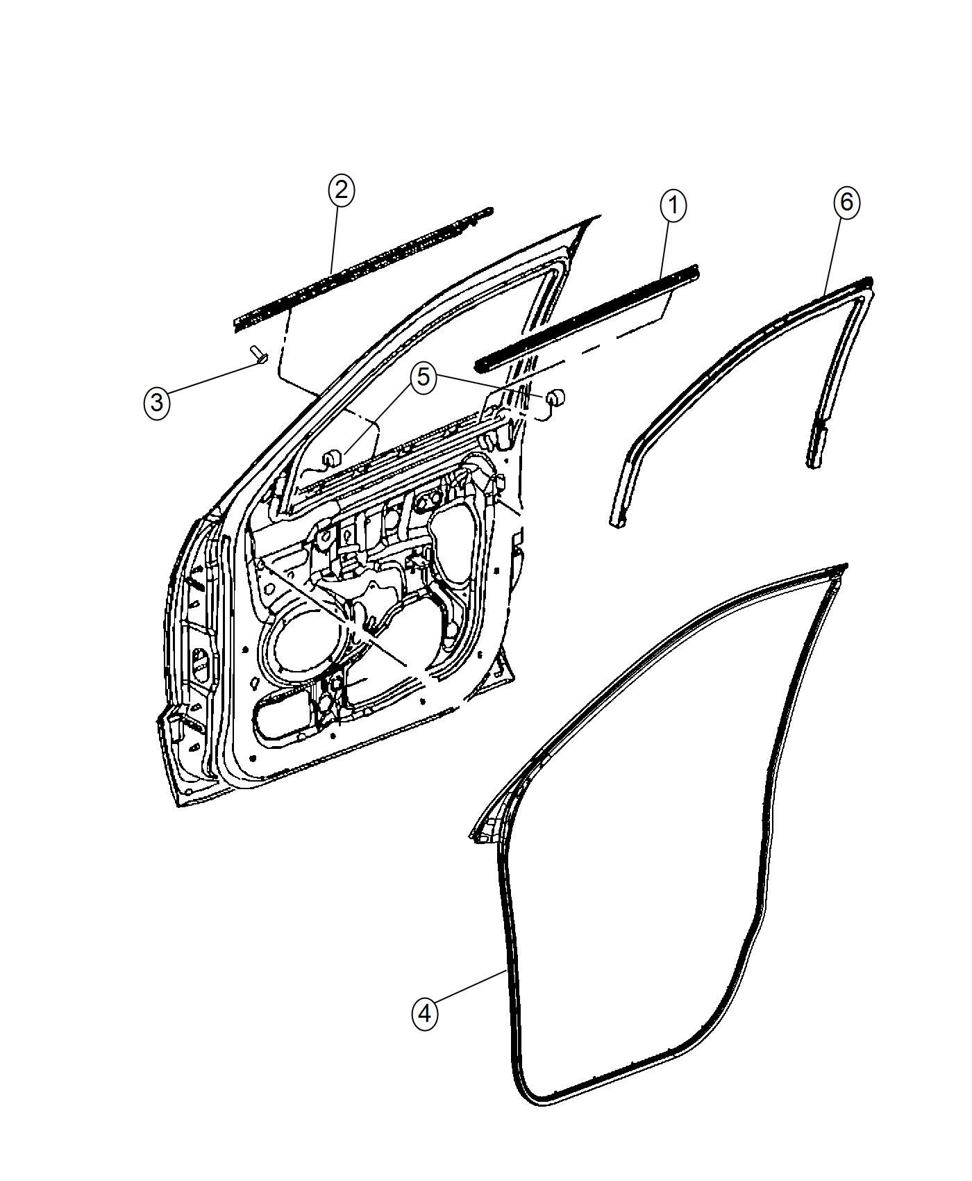 Diagram Weatherstrips, Front Door. for your 2018 Jeep Wrangler RUBICON UNLIMITED  