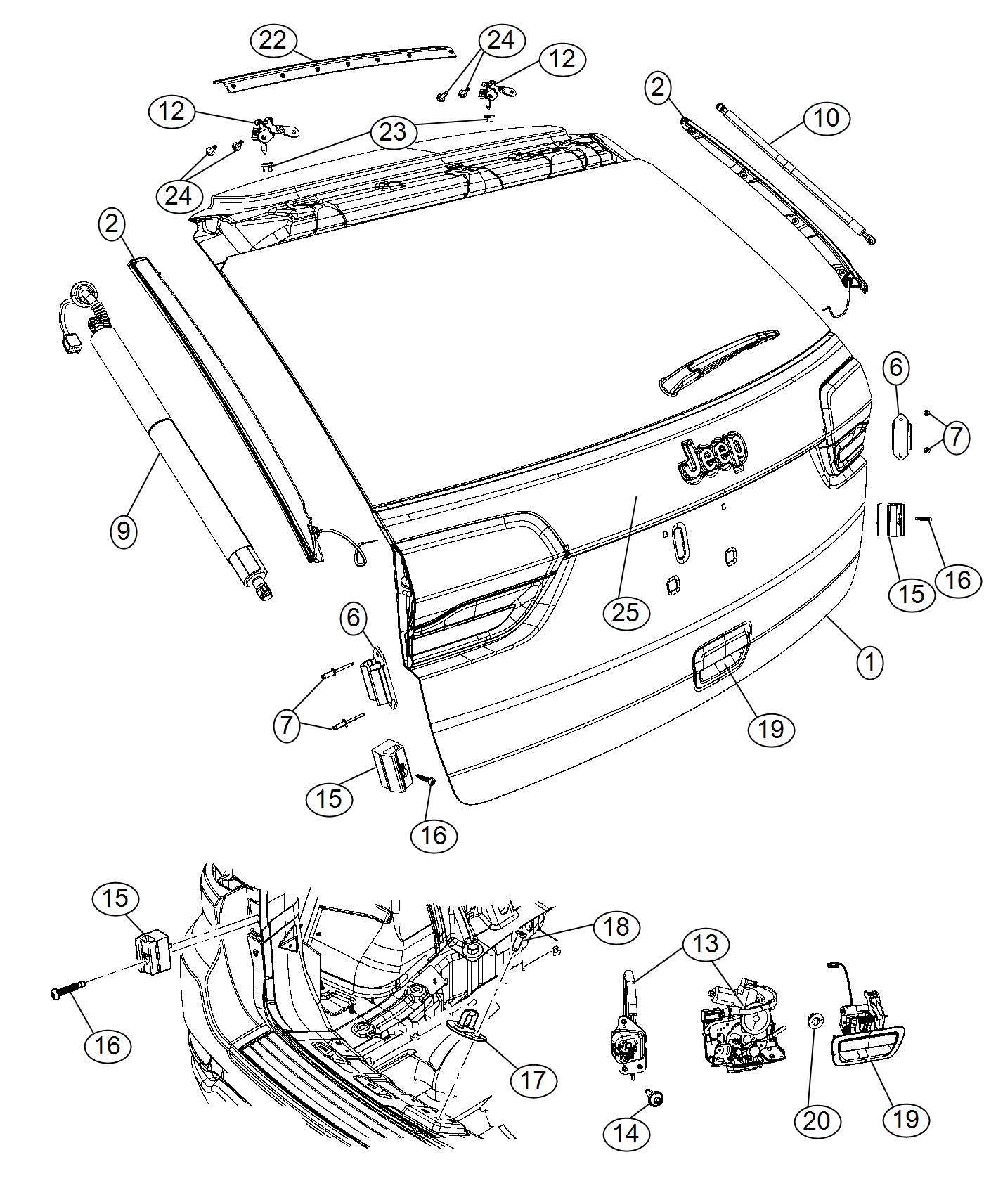 Jeep Grand Cherokee Panel. Liftgate - 68154524AA | Jeep Parts Overstock