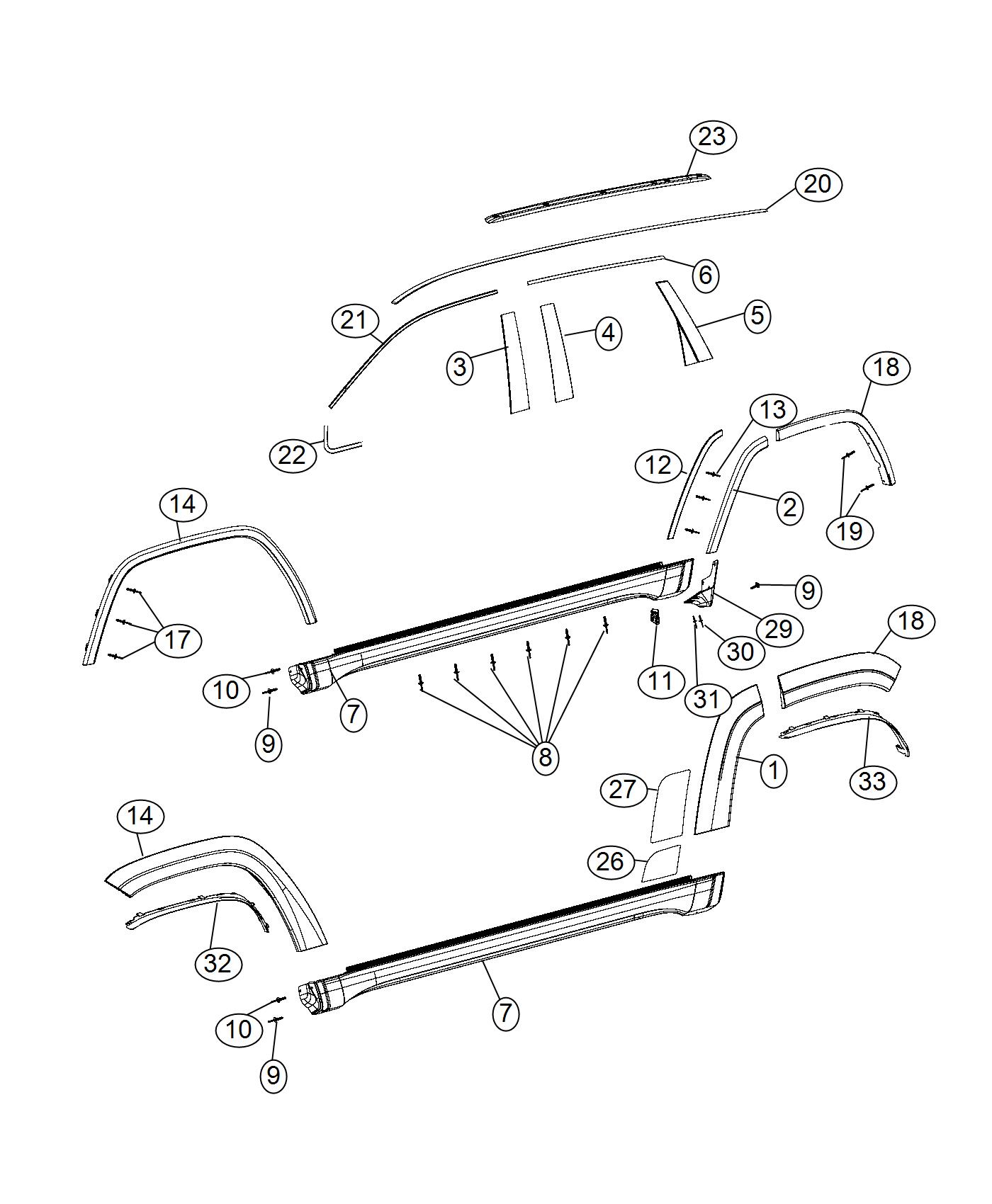 Diagram Exterior Ornamentation. for your Jeep