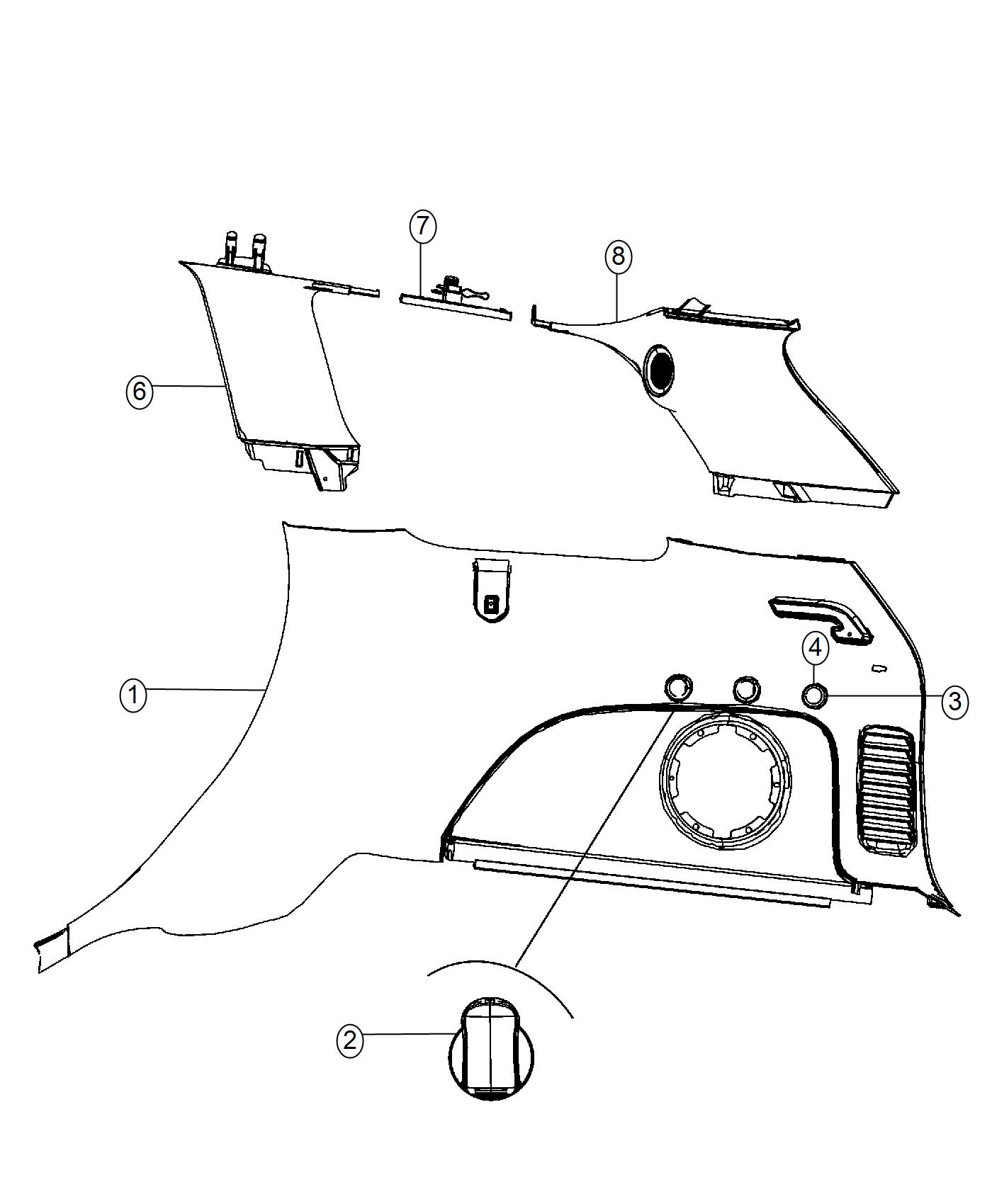 Diagram Quarter Trim Panel. for your 2000 Chrysler 300  M 