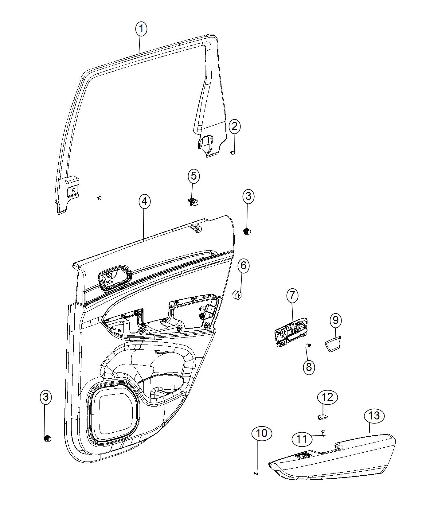 Diagram Rear Door Trim Panels. for your 2007 Dodge Durango   