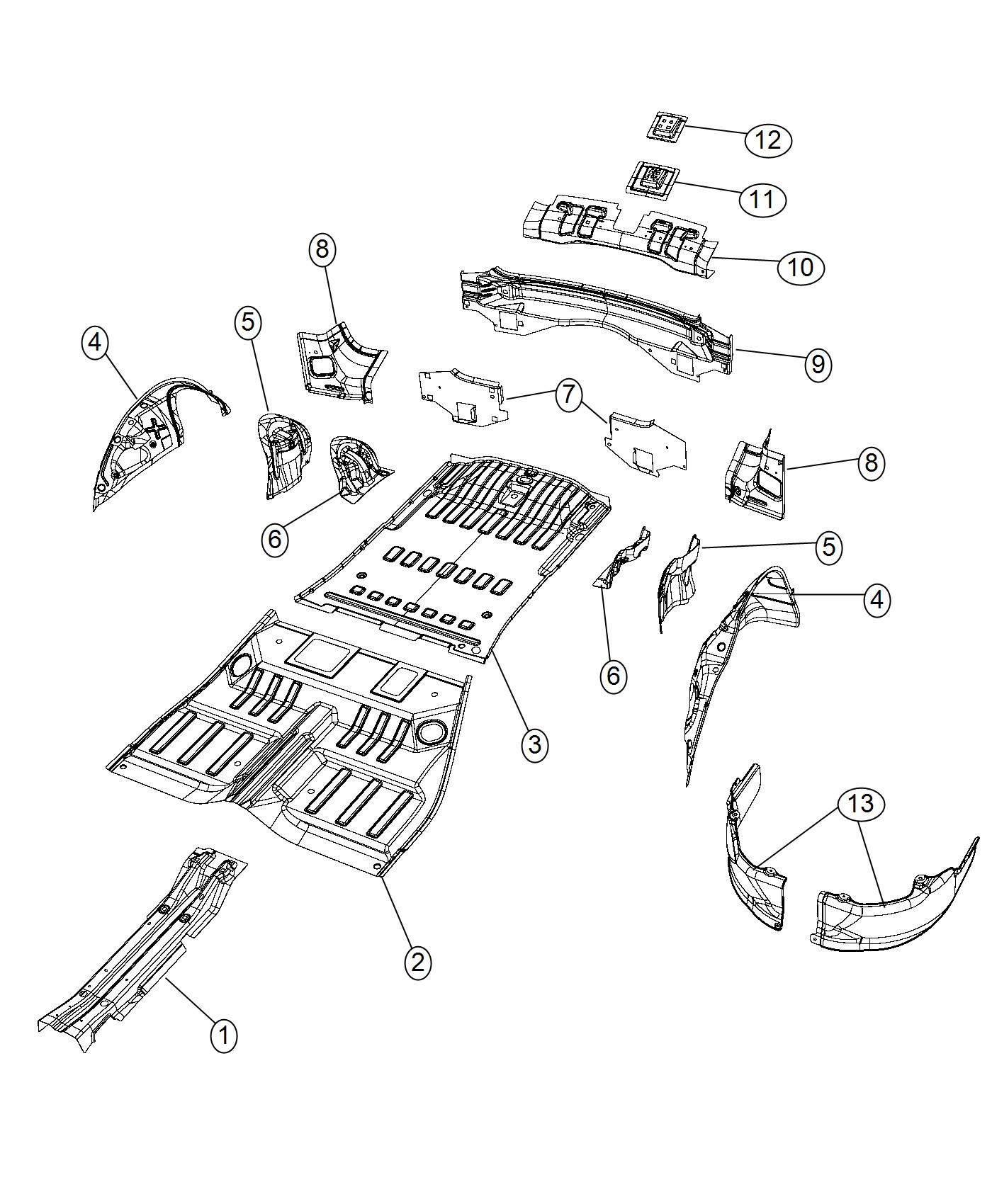 Diagram Rear Floor Pan. for your 2000 Chrysler 300  M 