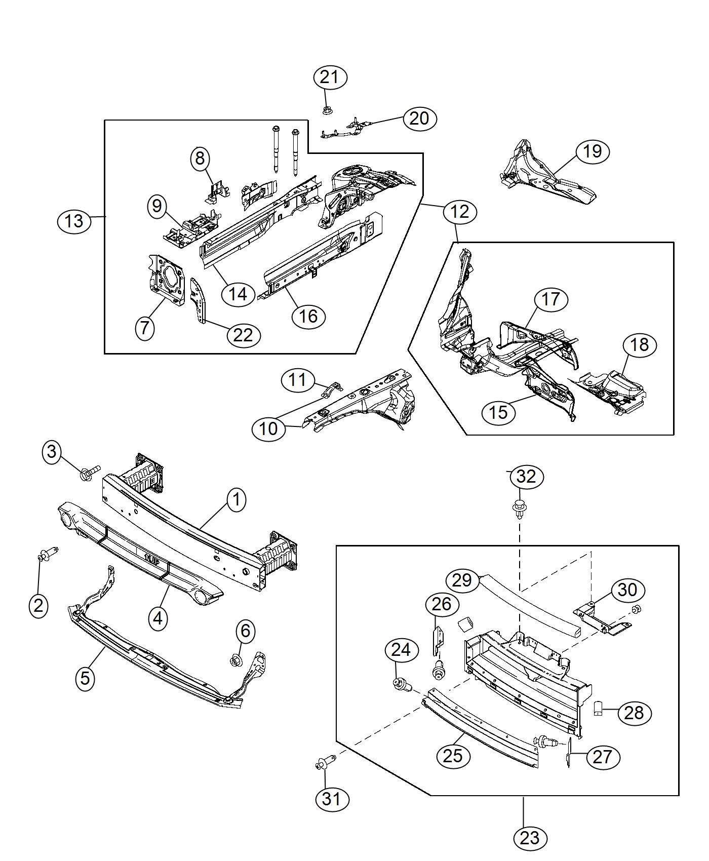 Diagram Frame, Front. for your 2004 Chrysler 300  M 