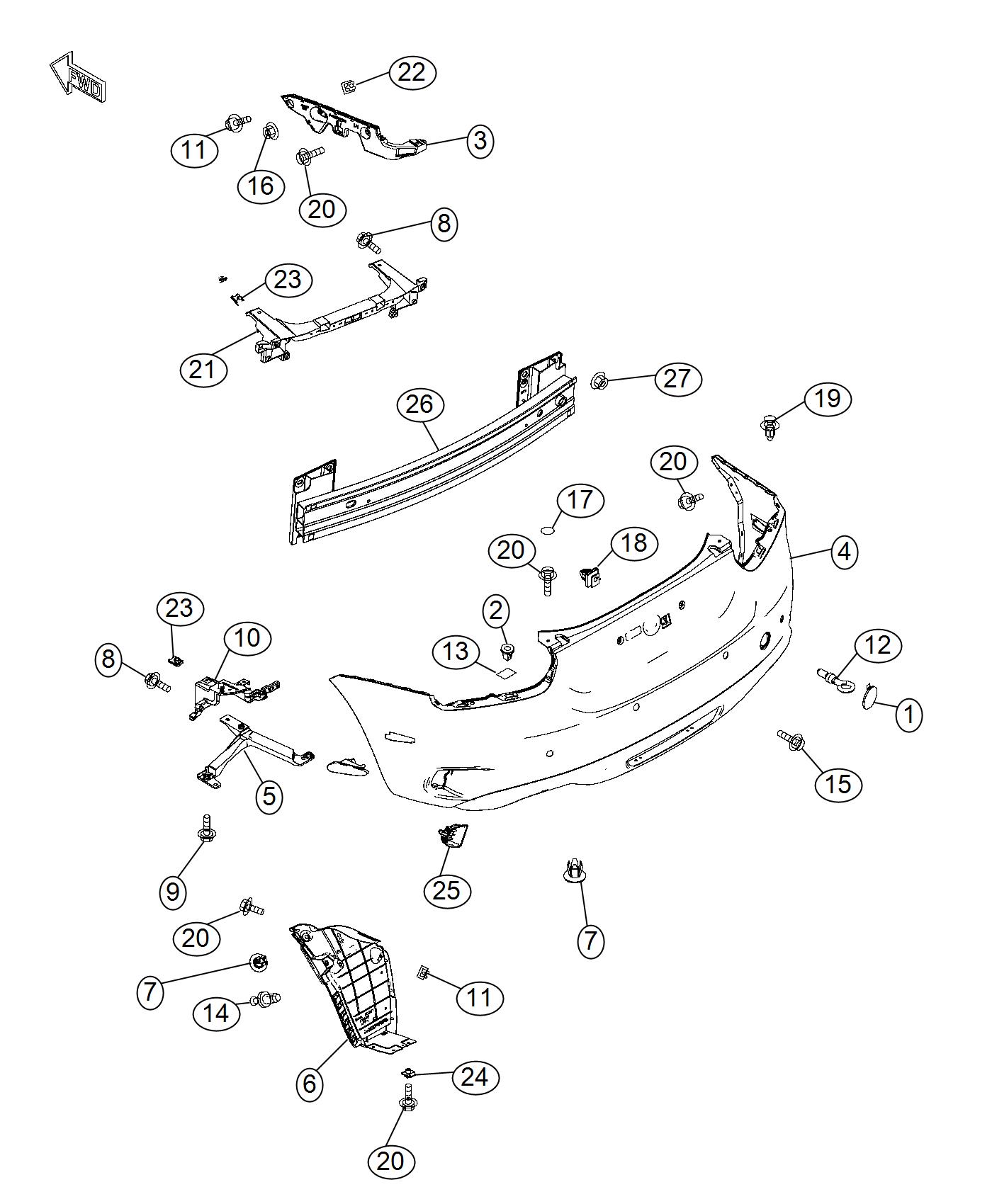 Diagram Fascia, Rear. for your 2004 Chrysler 300  M 