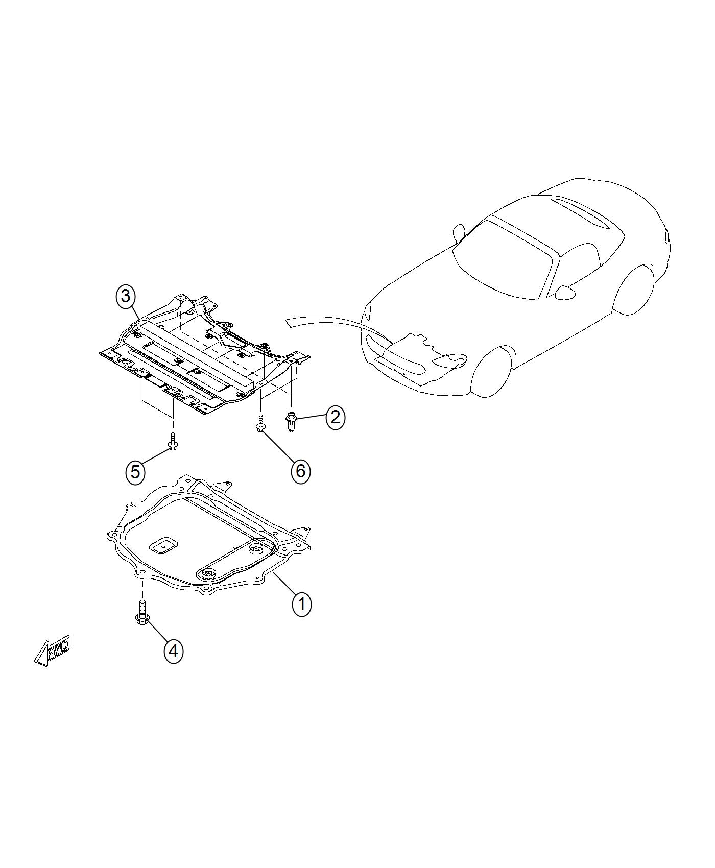 Diagram Underbody Plates and Shields. for your 2004 Chrysler 300  M 