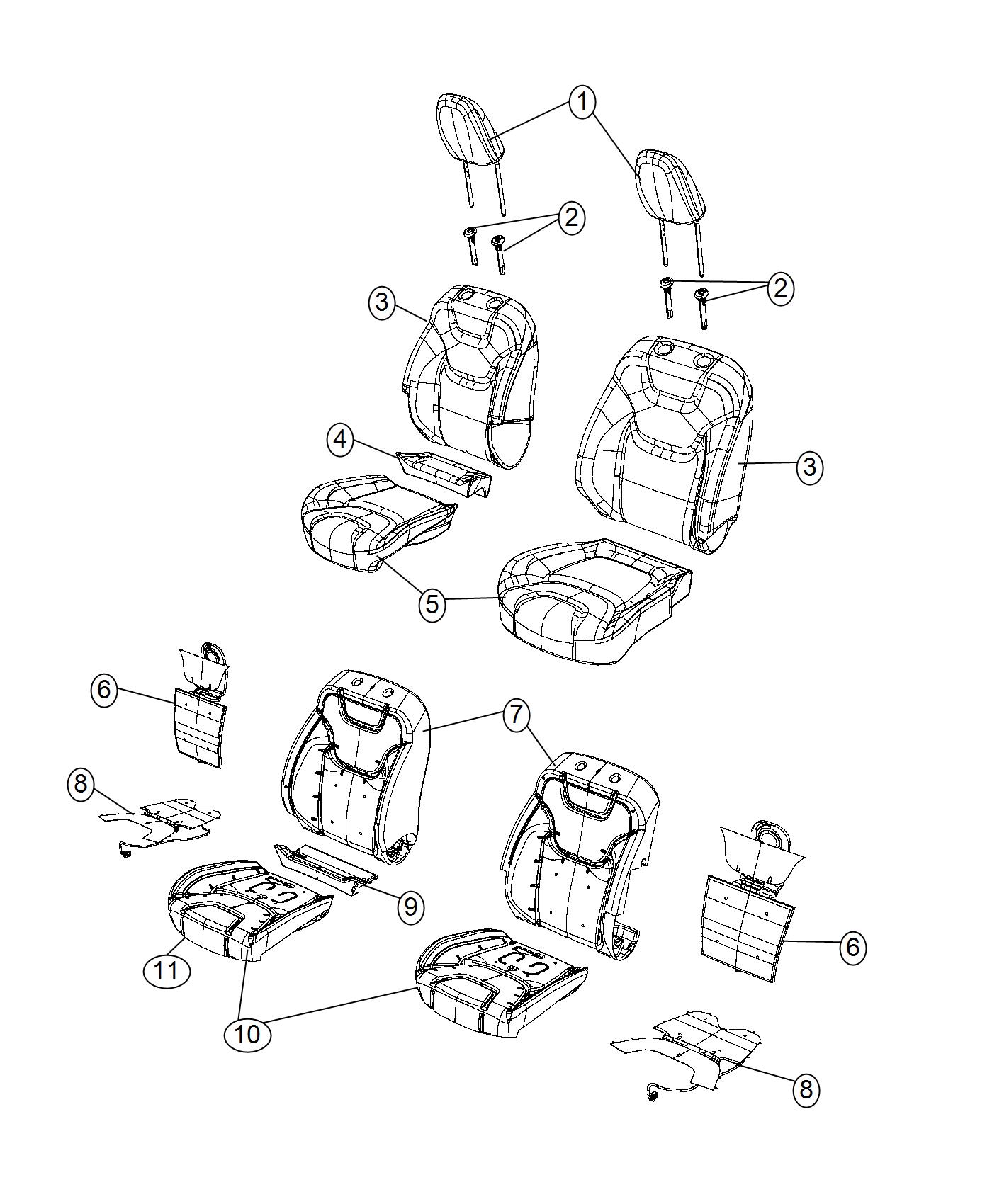 Front Seat - Bucket - Trim Code [Leather Trimmed Bucket Seats]. Diagram