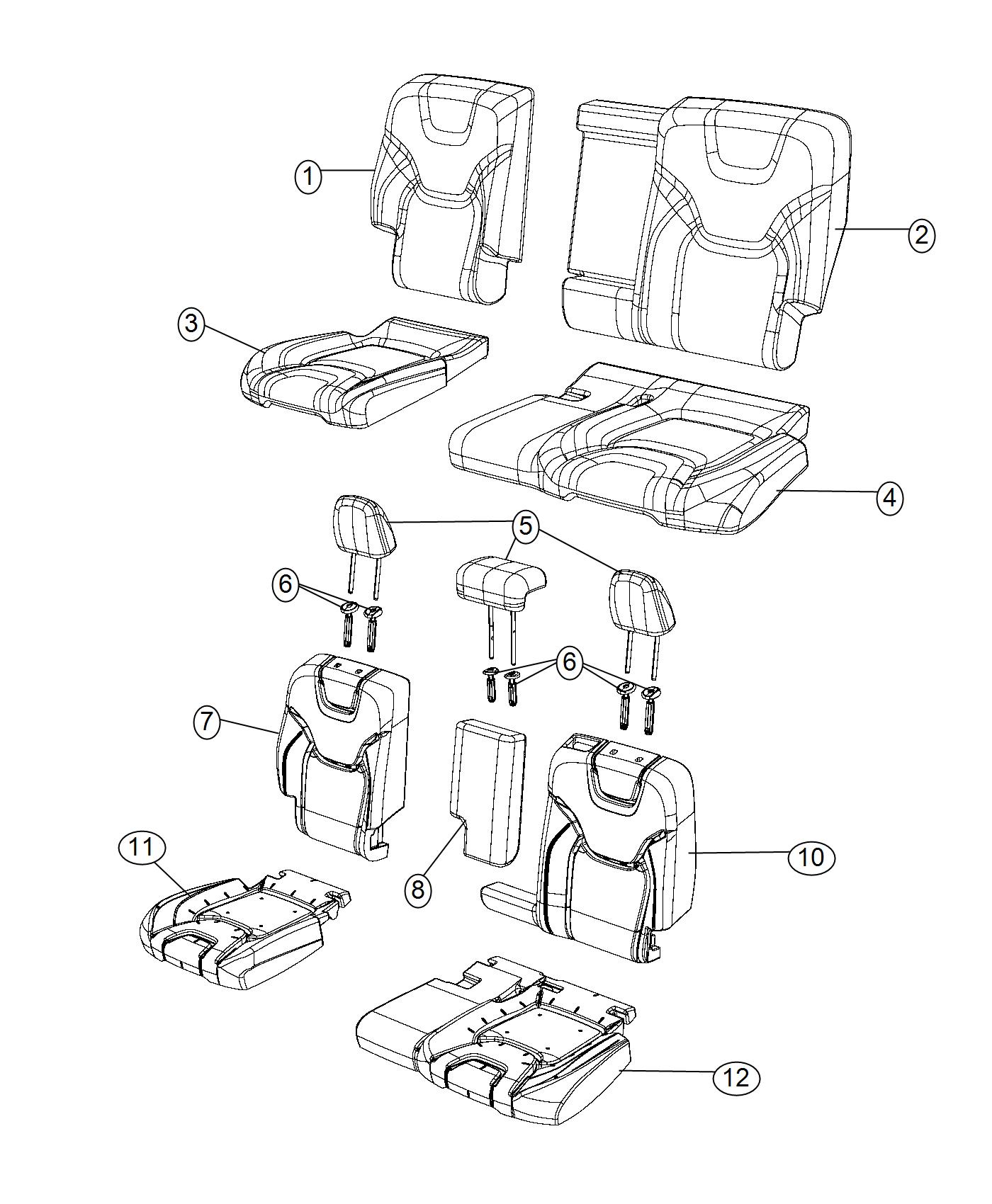 Diagram Rear Seat - Split Seat - Trim Code [Leather Trimmed Bucket Seats]. for your Chrysler 300  M