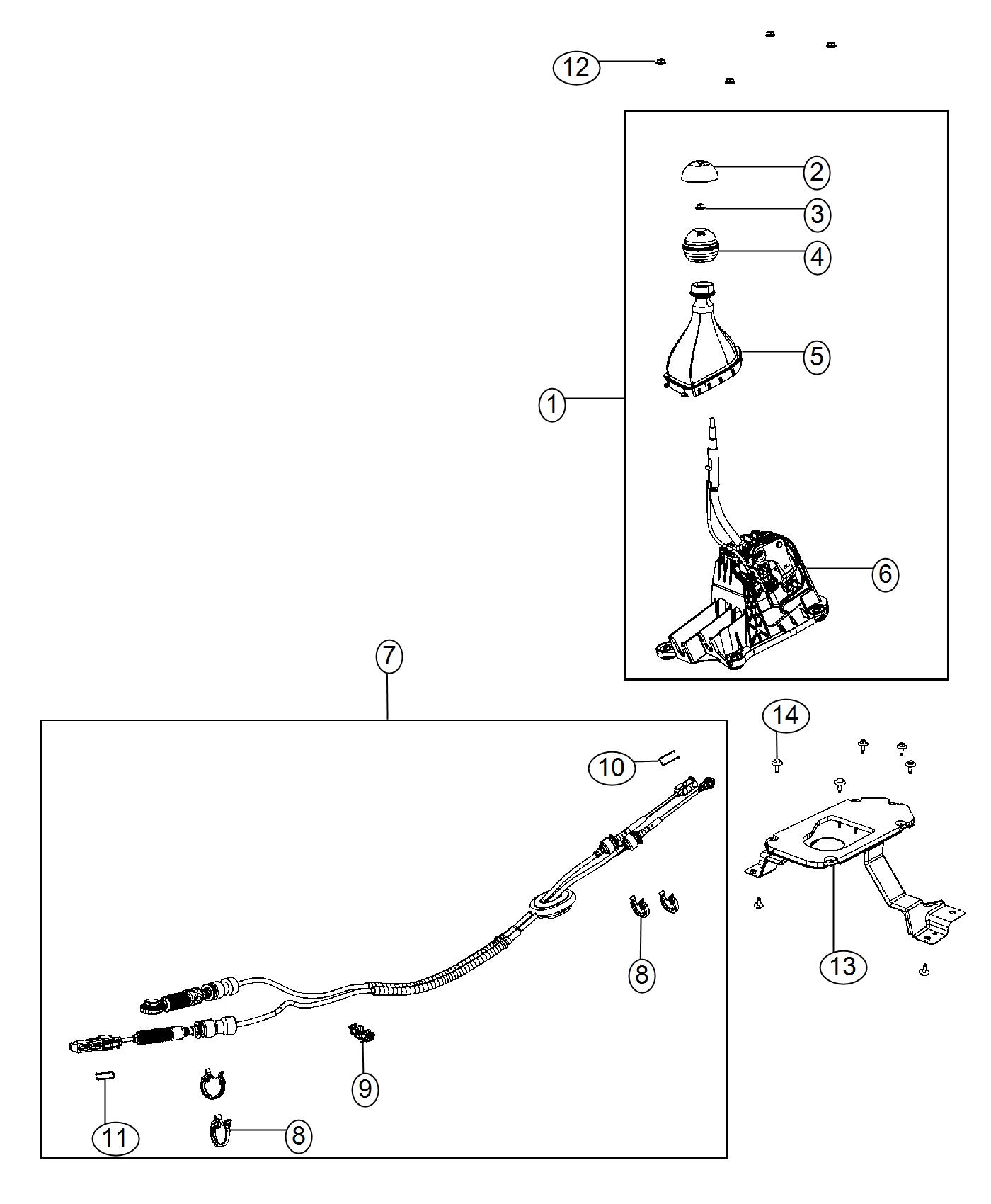 Gear Shift Lever, Boot and Knob. Diagram