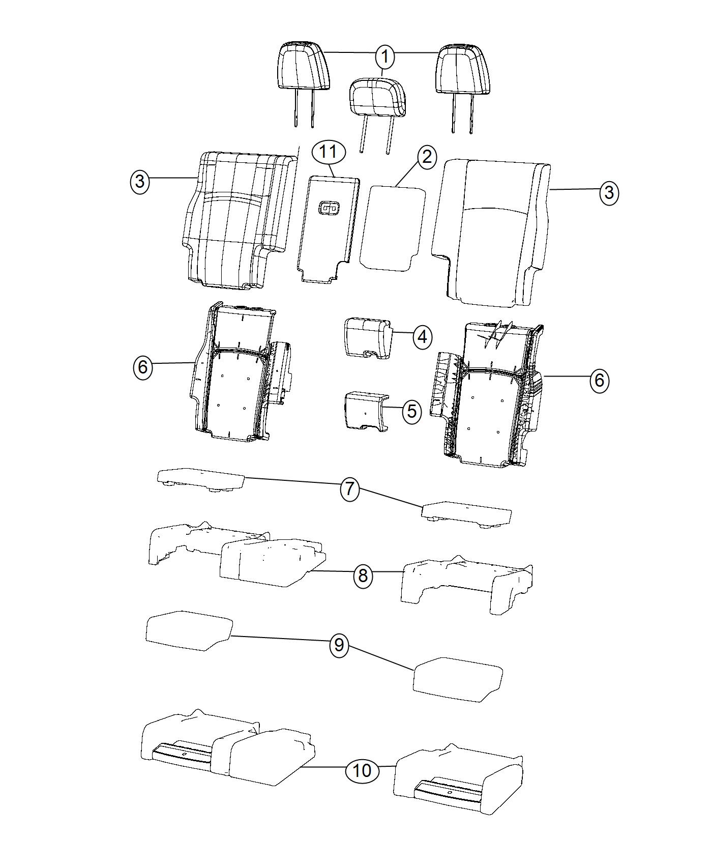 Diagram Rear Seat - Split Seat - With Booster Seats. for your 2003 Chrysler 300  M 