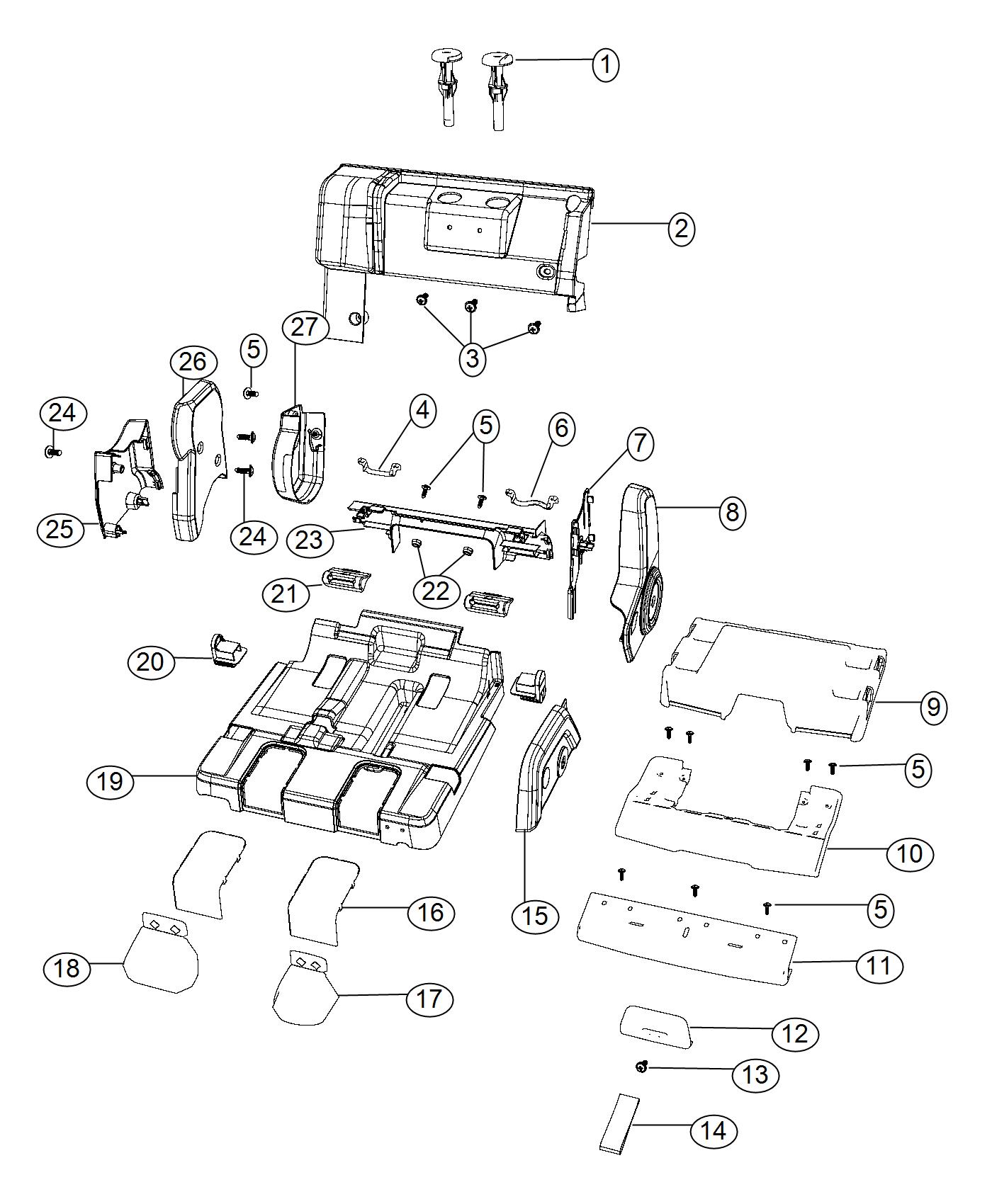 Diagram Second Row - 40% Side Shields and Plastic Structure. for your 2001 Dodge Ram 1500   