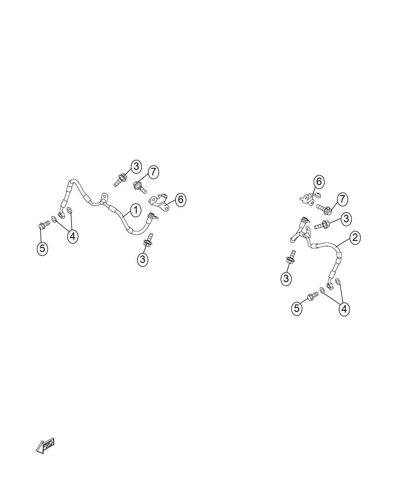 Brake Tubes and Hoses, Front. Diagram