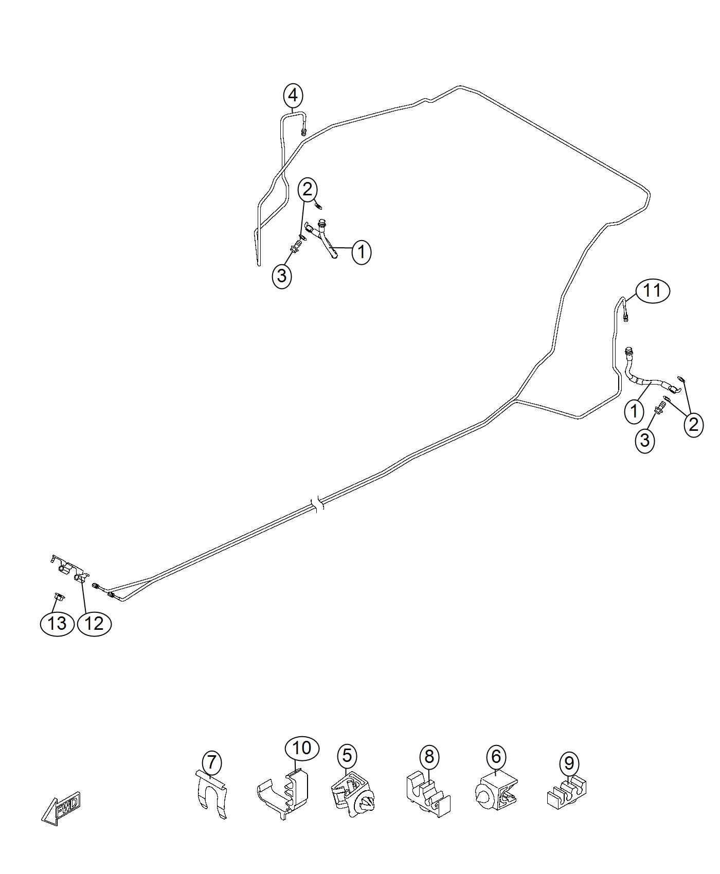 Brake Tubes and Hoses, Rear. Diagram