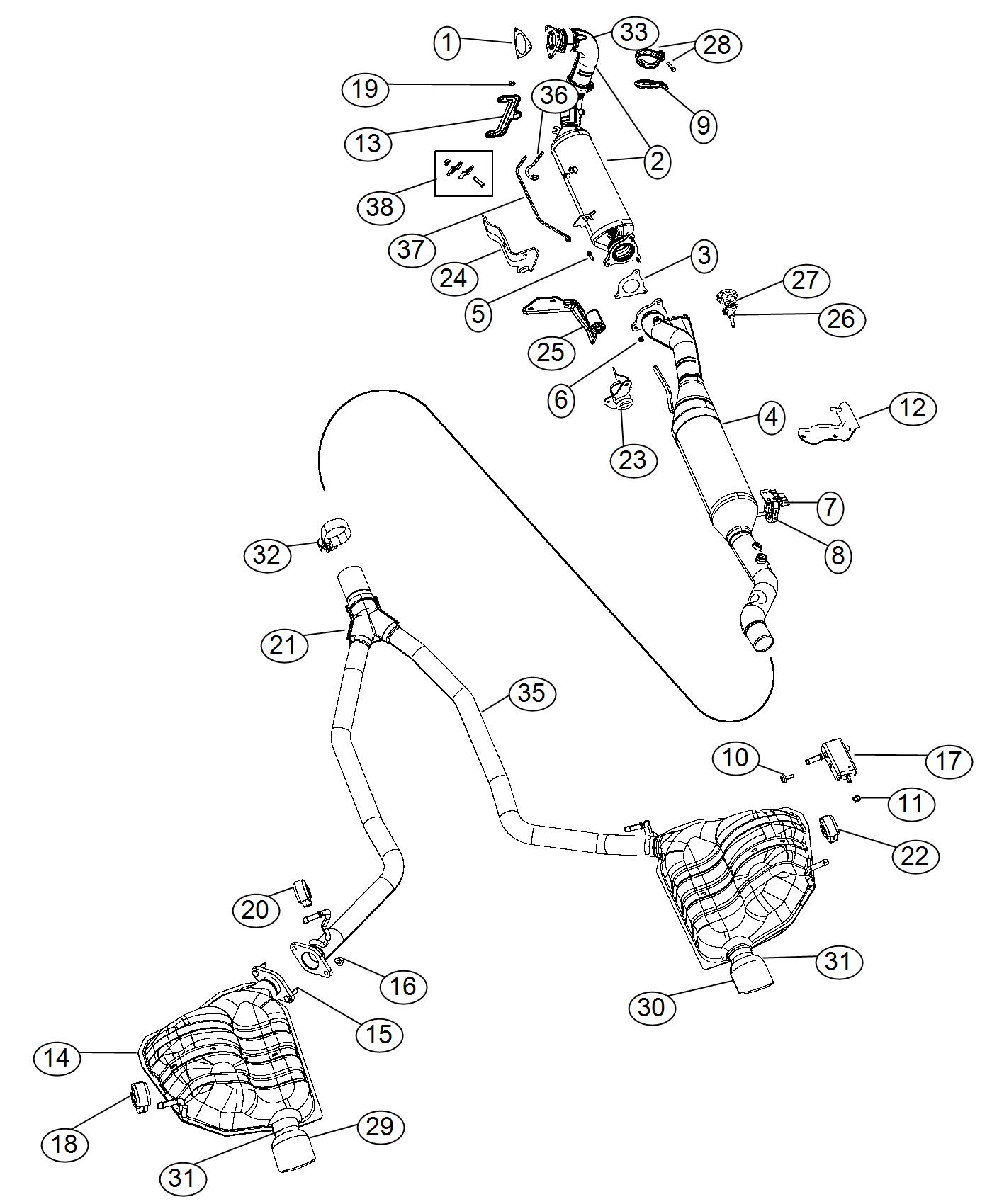 Diagram Exhaust System 3.0L [3.0L V6 Turbo Diesel Engine],[3.0L V6 Turbo Diesel Engine w/ESS]. for your Chrysler 300  M