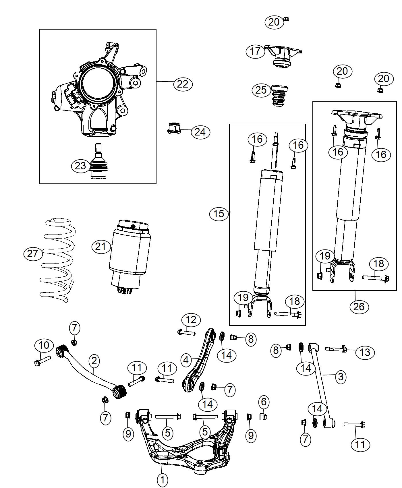 Diagram Suspension, Rear Quadra-Lift-Air and Rear Load Leveling. for your 1999 Chrysler 300  M 