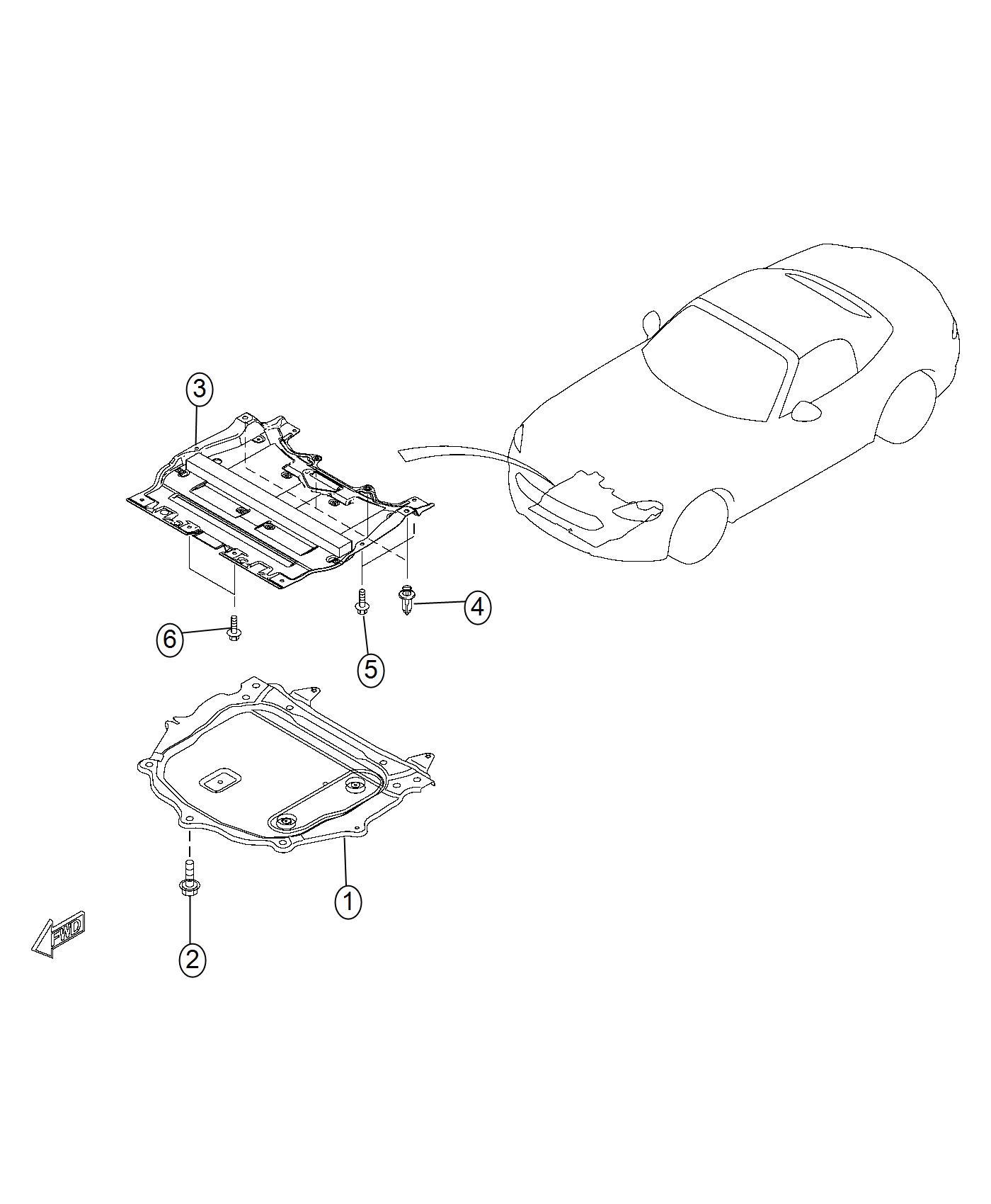 Diagram Underbody Shields. for your 2004 Chrysler 300  M 