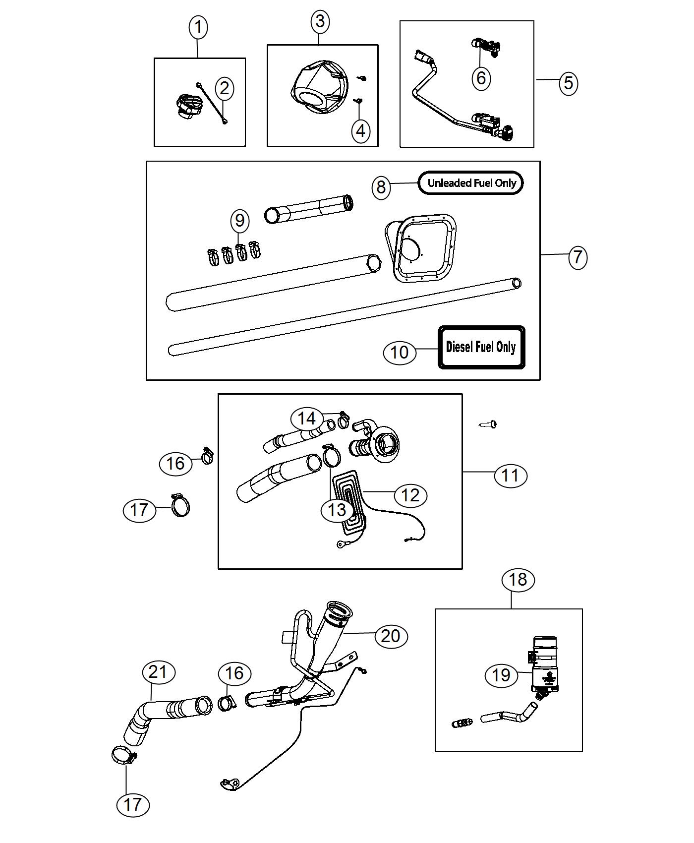 Diagram Fuel Filler Tube. for your 2014 Jeep Patriot   