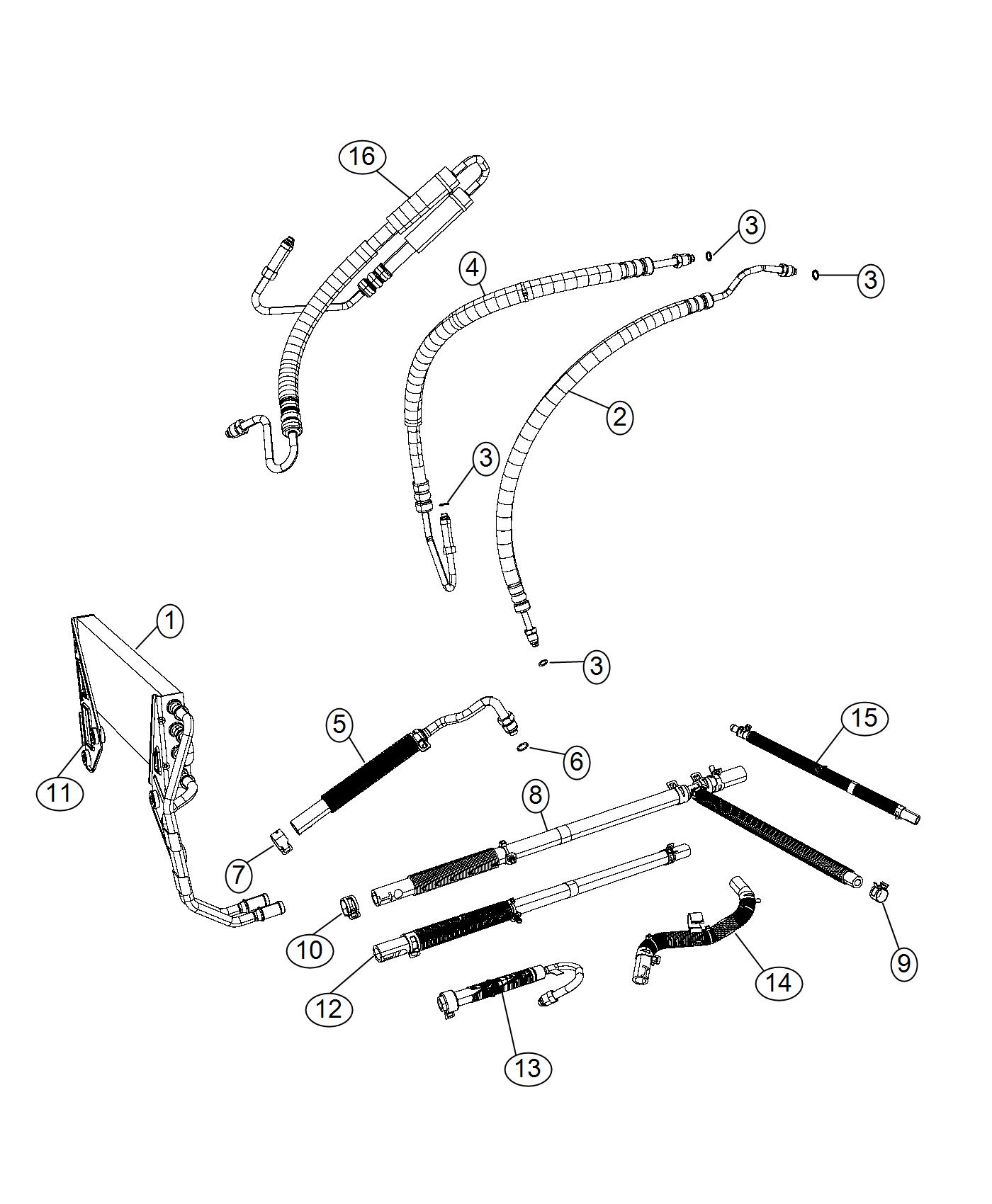 Power Steering Hoses 5.7L [5.7L V8 HEMI VVT Engine], [5.7L V8 HEMI CNG ENGINE] 6.4L [6.4L V8 Mid Duty HEMI MDS Engine]. Diagram