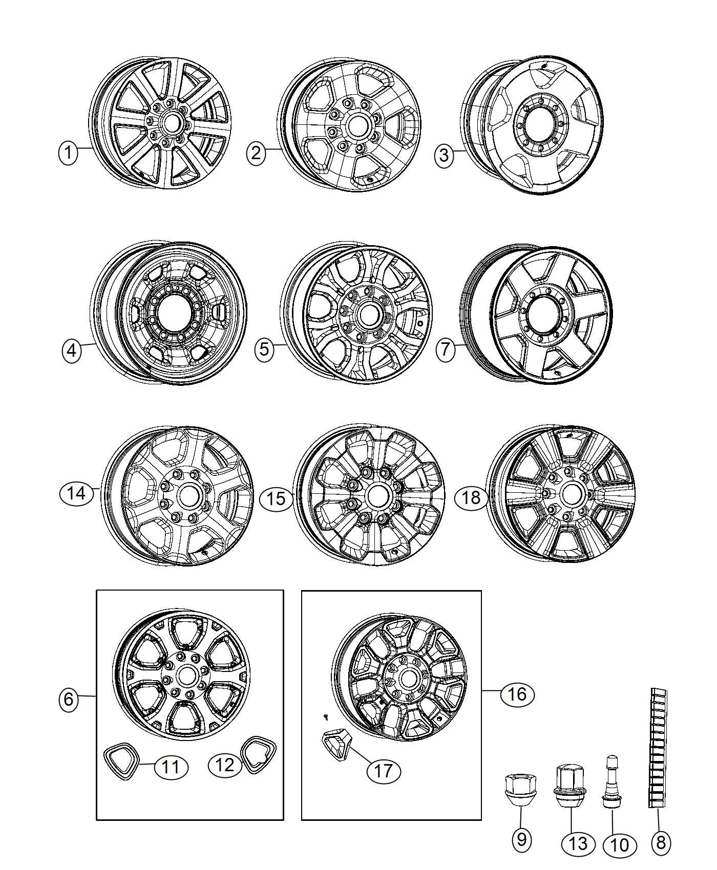 Diagram Wheels and Hardware. for your 2015 Dodge Journey   