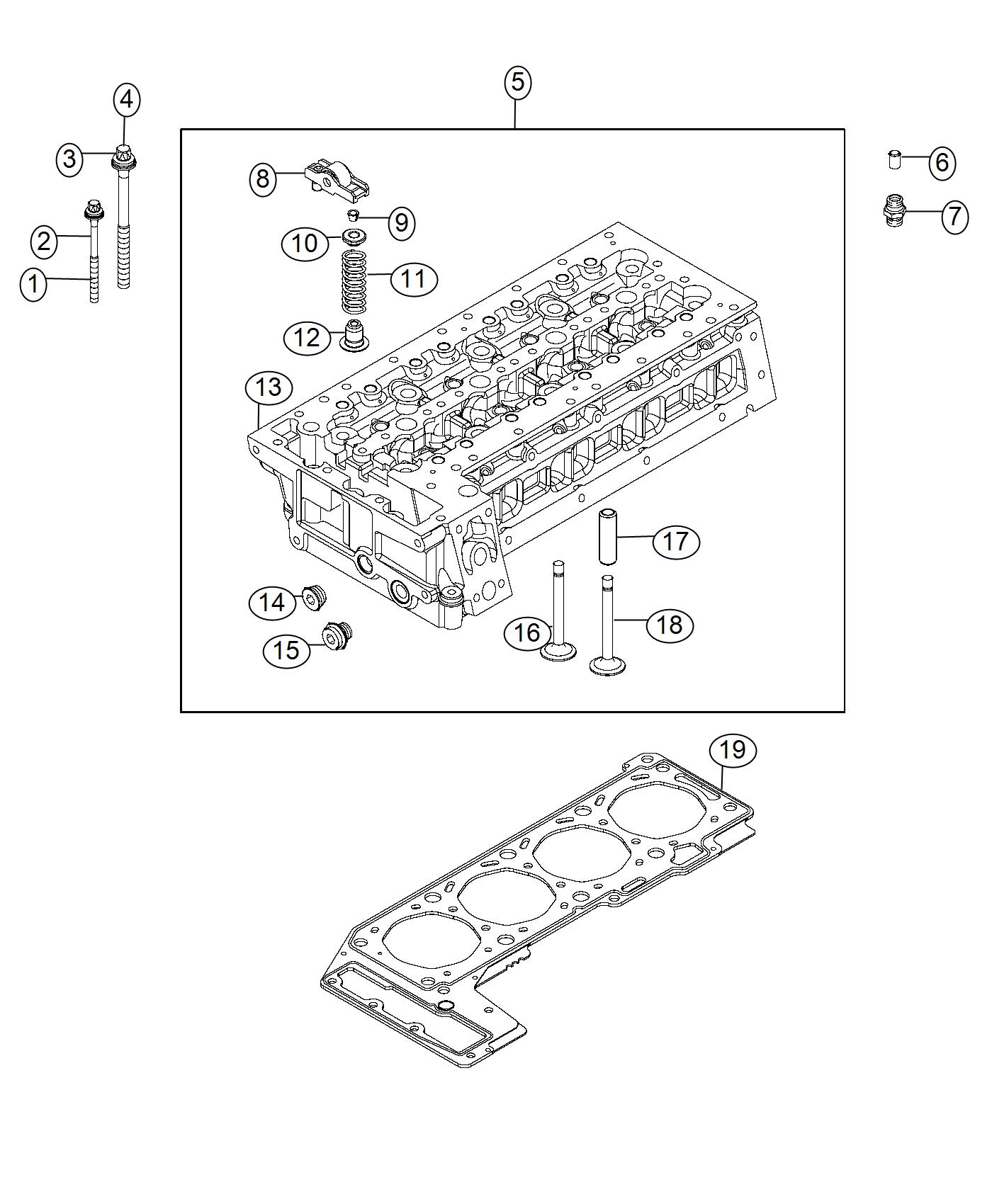 Cylinder Head 3.0L Diesel. Diagram