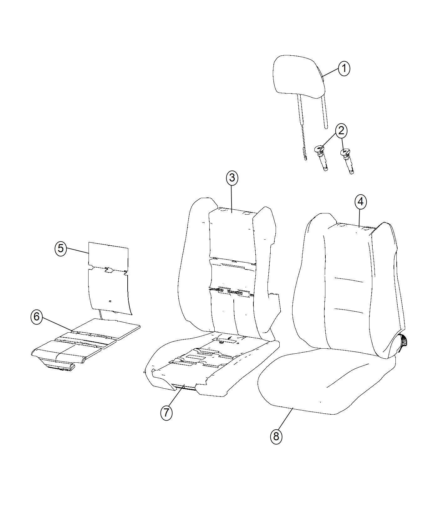 Diagram Front Seat - Bucket - Trim Code [CL]. for your Dodge