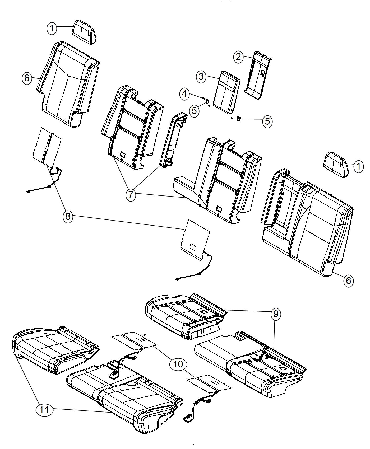 Diagram Rear Seat - Split Seat - Trim Code [VL]. for your Chrysler 300  M