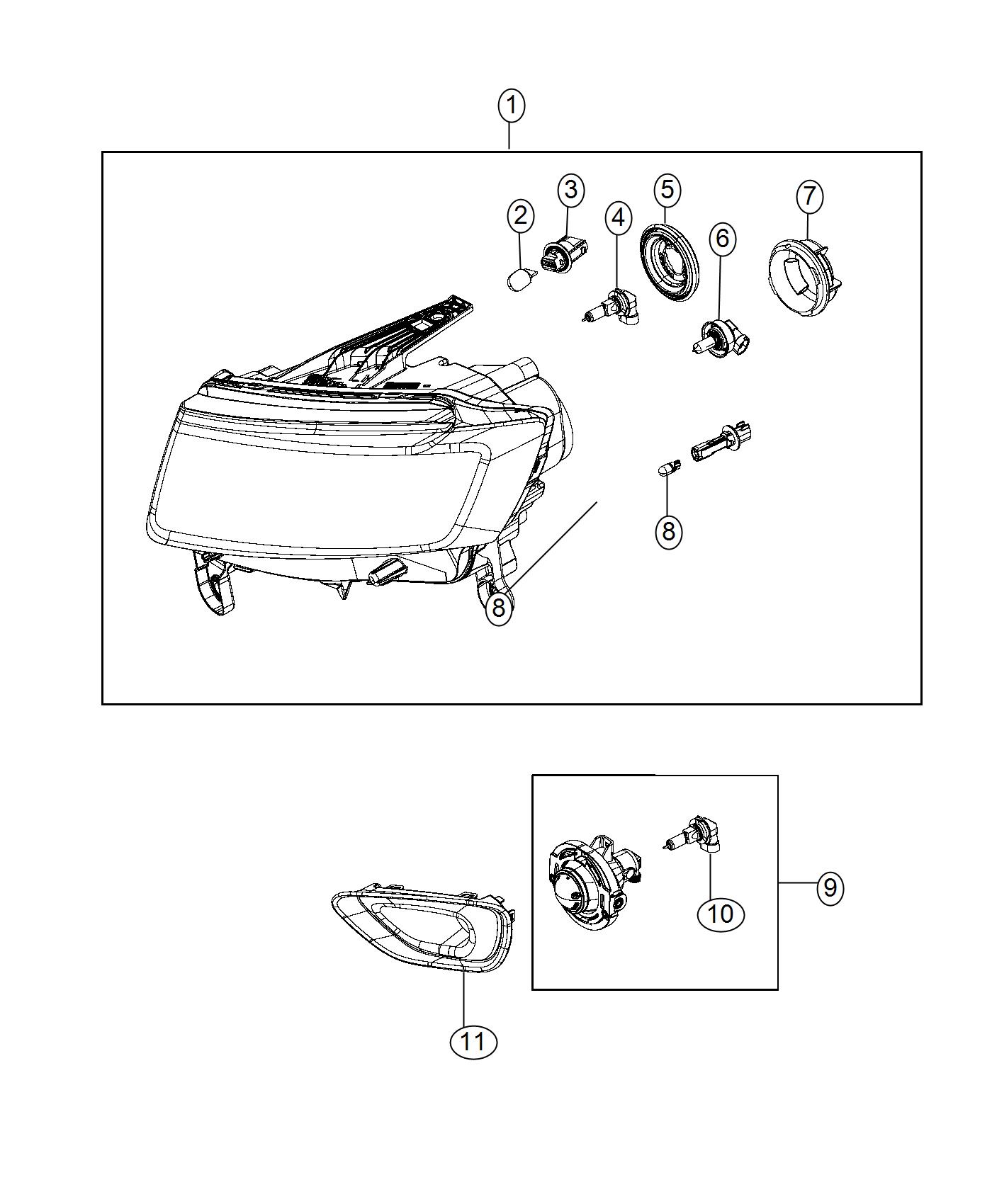 Diagram Lamps, Front. for your 2004 Chrysler 300  M 