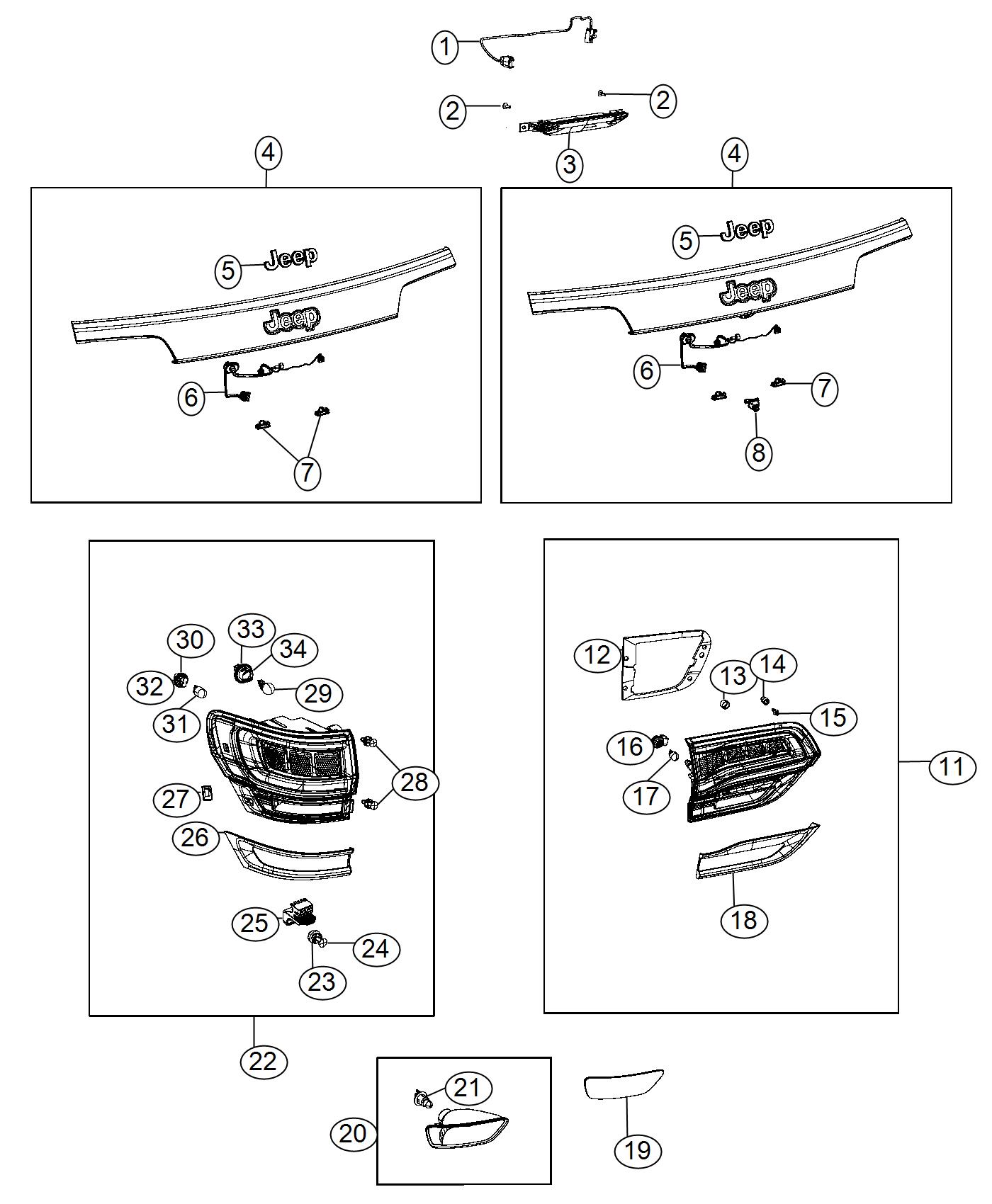 Diagram Lamps, Rear. for your Jeep