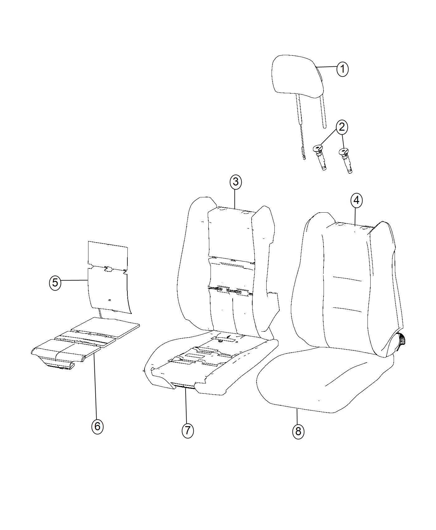 Diagram Front Seat - Bucket Seat - Trim Code [Leather Seats w/Perforated Suede]. for your Jeep Grand Cherokee  