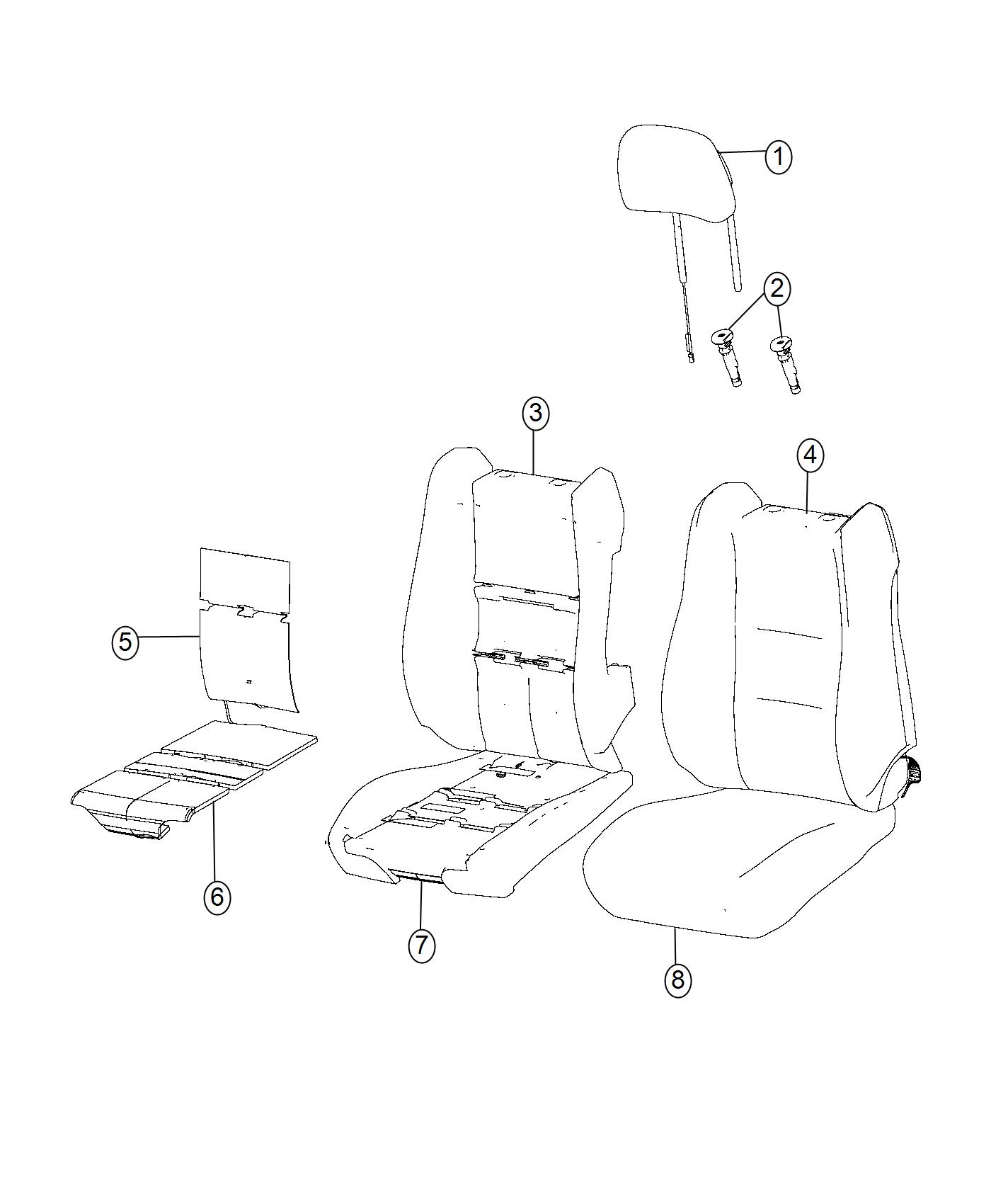 Front Seat - Bucket Seat - Trim Code [Leather Trimmed Bucket Seats]. Diagram