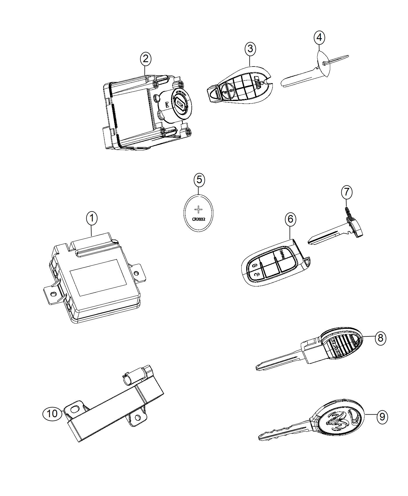 Diagram Modules, Reciever, Keys and Key FOBs. for your 2017 Ram 1500   