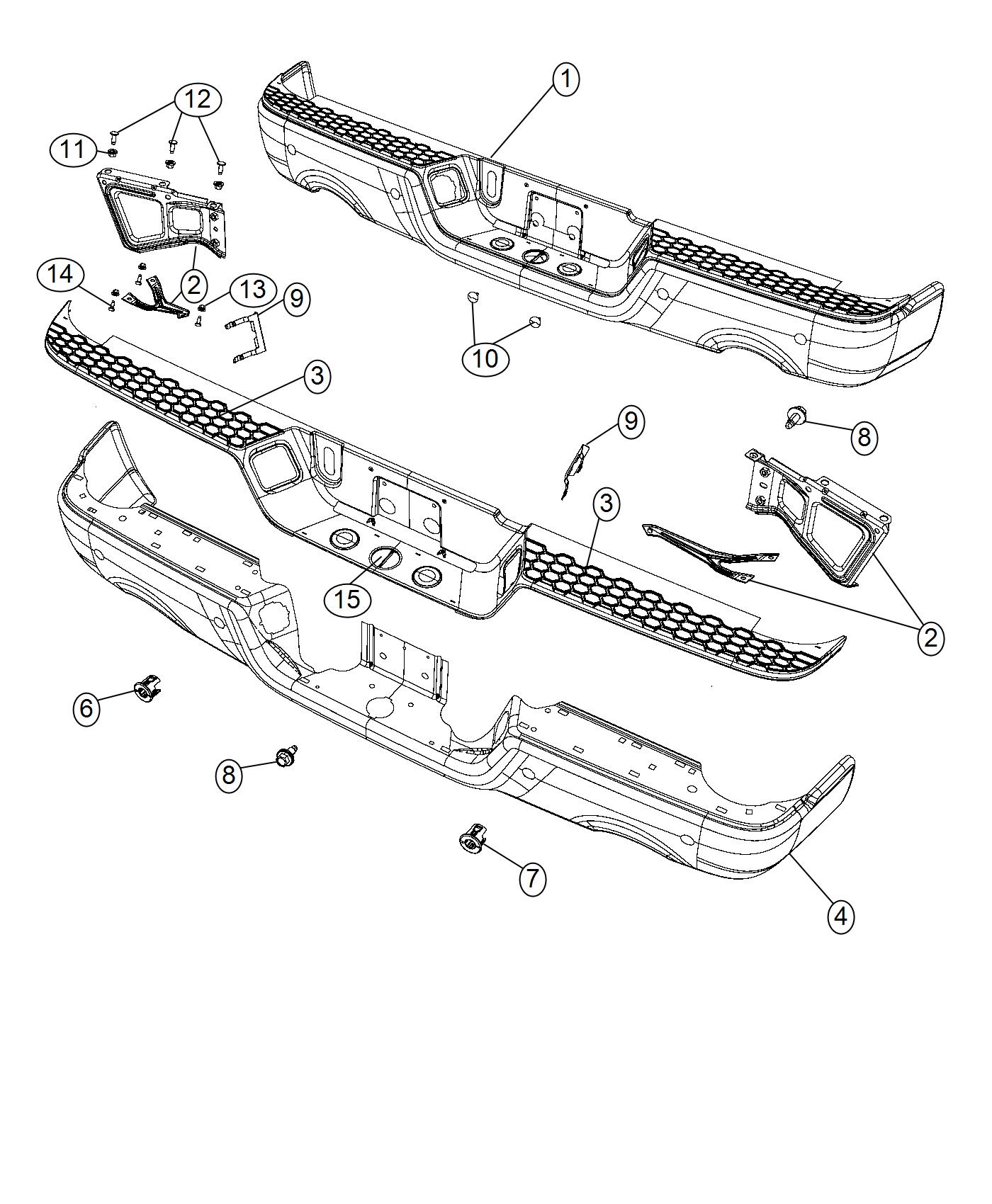 Diagram Bumper, Rear. for your Ram 1500  