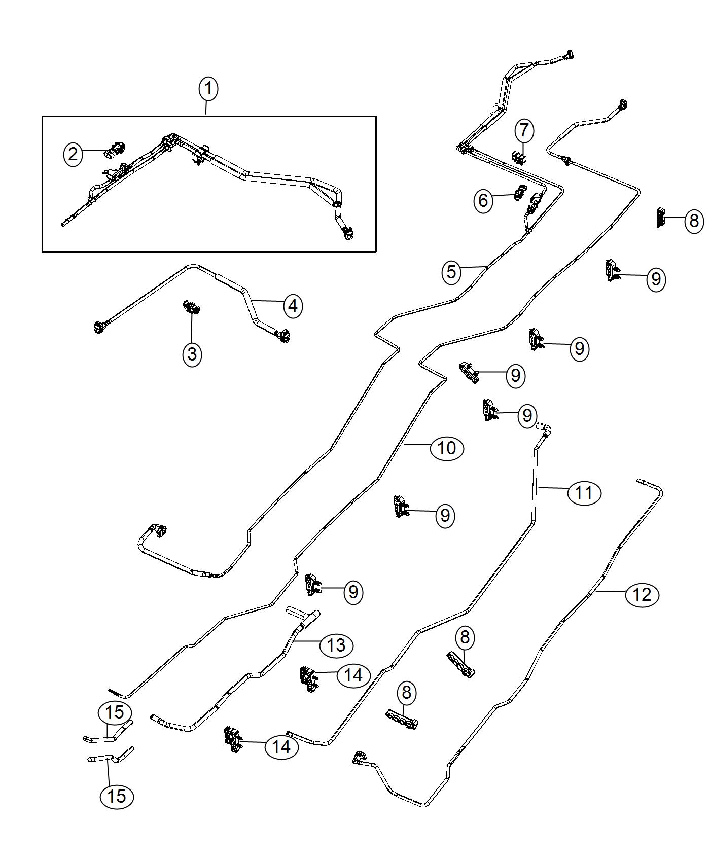 Diagram Fuel Lines, Rear, 6.4L [6.4L V8 HEAVY DUTY HEMI ENGINE]. for your 2012 Ram 4500   