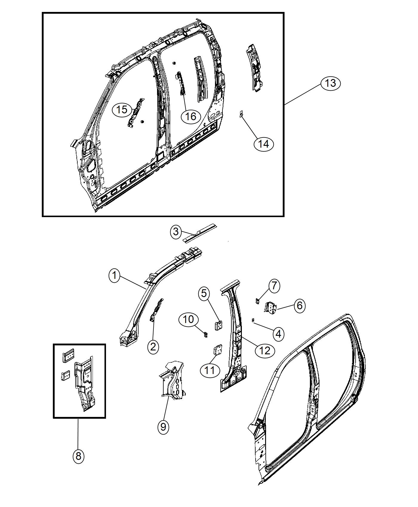 Front Aperture Panel - Crew Cab. Diagram