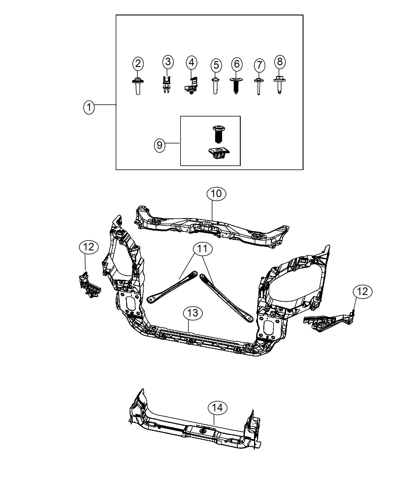 Diagram Radiator Support. for your Jeep Wrangler  