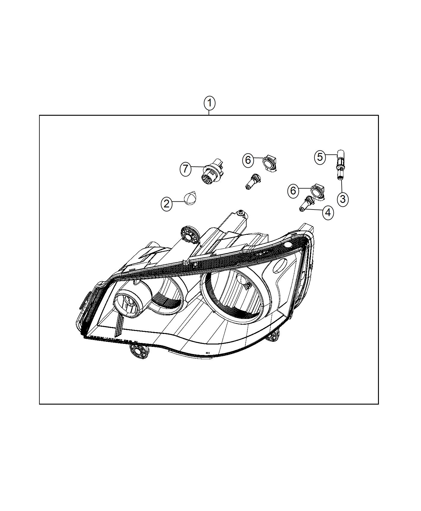 Diagram Front, Headlamp. for your 2023 Dodge Charger 3.6L V6  
