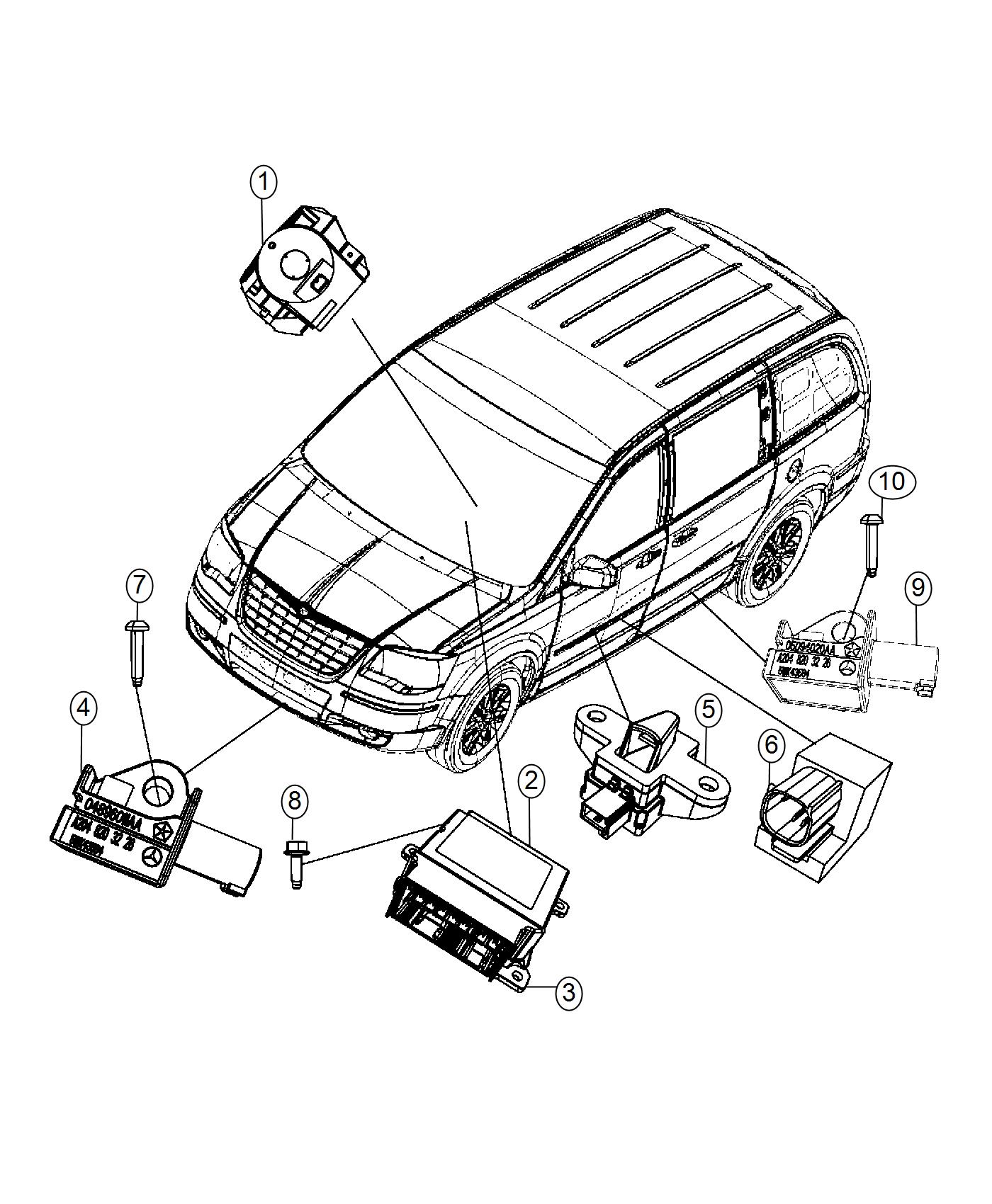 Diagram Air bag Modules , Impact Sensors and Clock Springs. for your Dodge