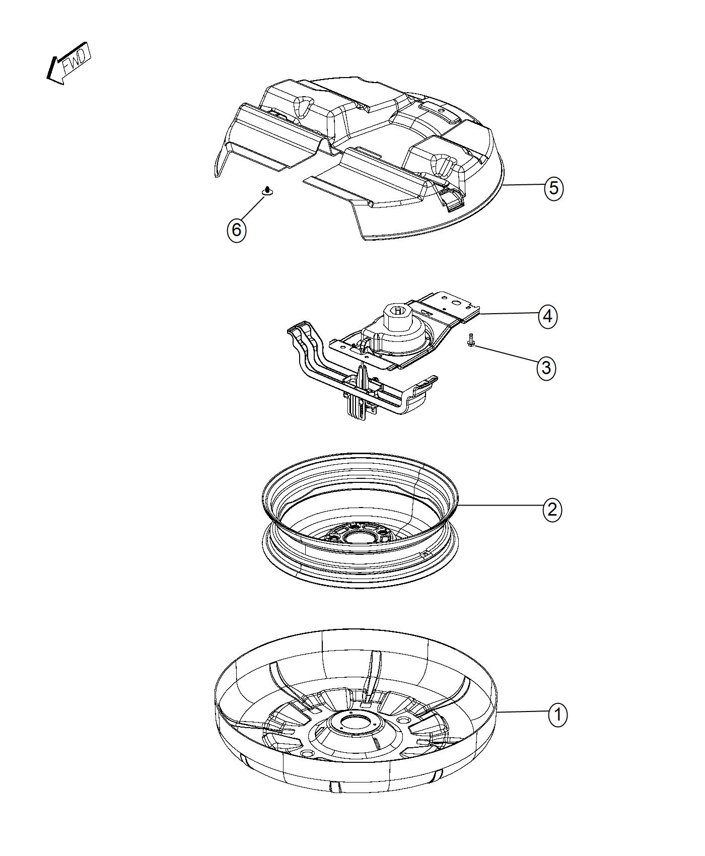 Diagram Spare Tire Stowage. for your 2017 Dodge Grand Caravan   